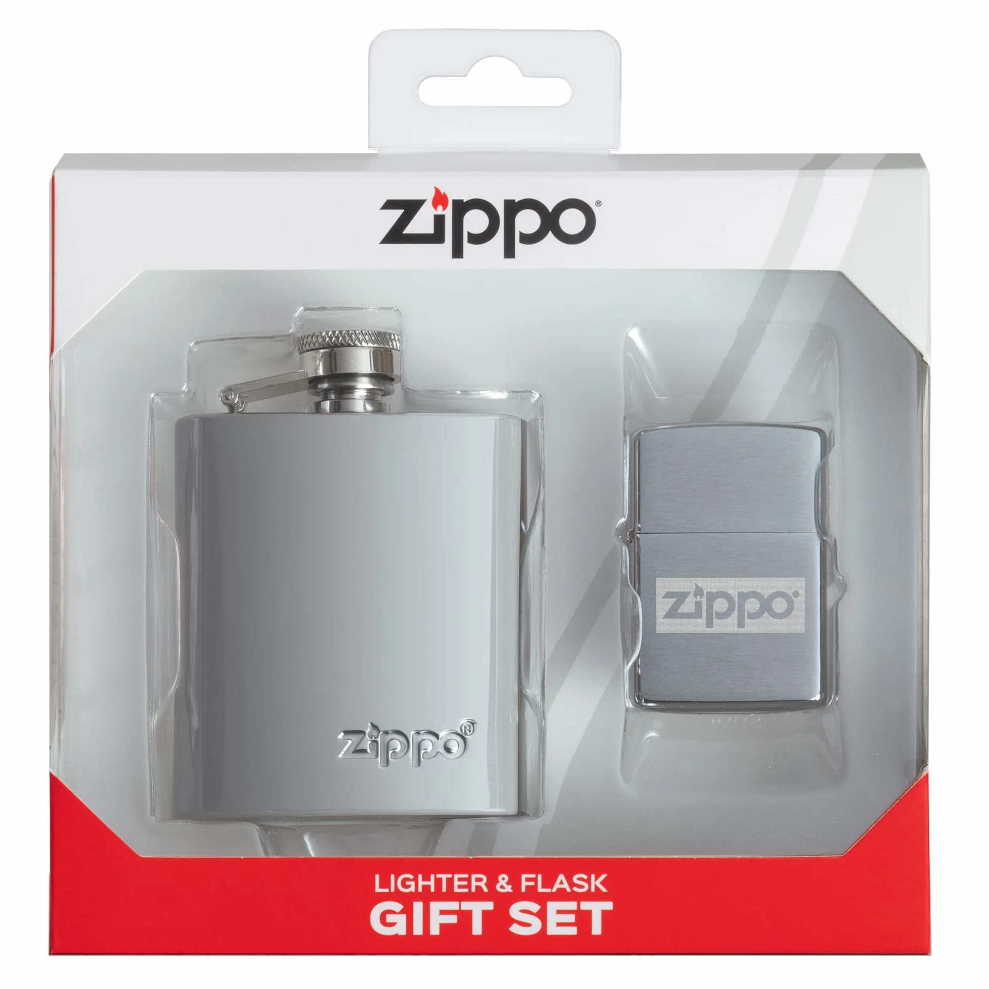 Zippo Zapalniczka Sztormowa i Piersiówka, Zestaw Prezentowy, Szczotkowany Chrom, Lustre, do Ponownego Użytku, Wiatroszczelna, Wyprodukowano w USA