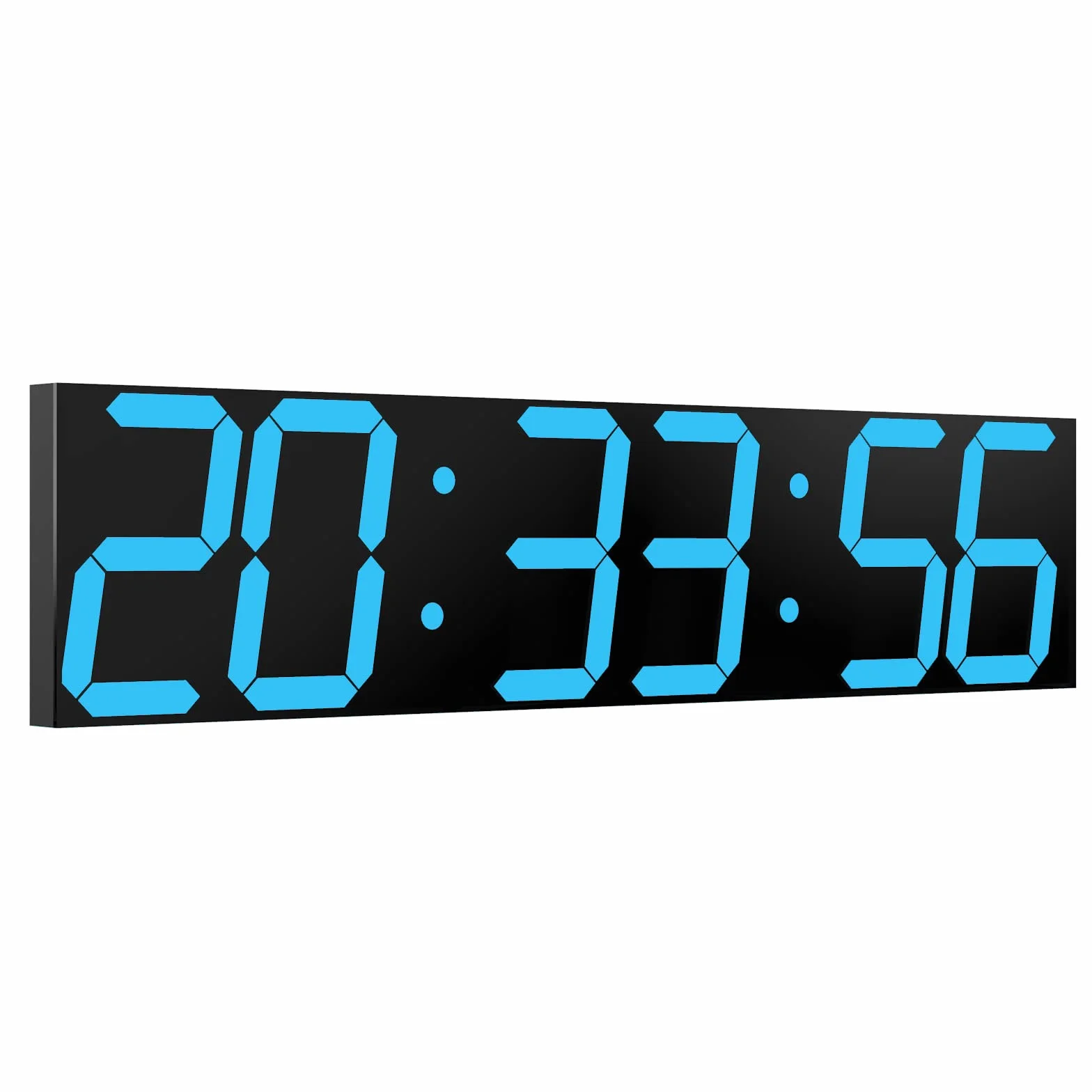 CHKOSDA Cyfrowy zegar ścienny, ponadwymiarowy zegar cyfrowy LED z automatycznym ściemniaczem, ogromny timer z pilotem zdalnego sterowania, wyświetlacz LED o szerokości 74 cm, 6 cyfr（Lodowy Błękit）