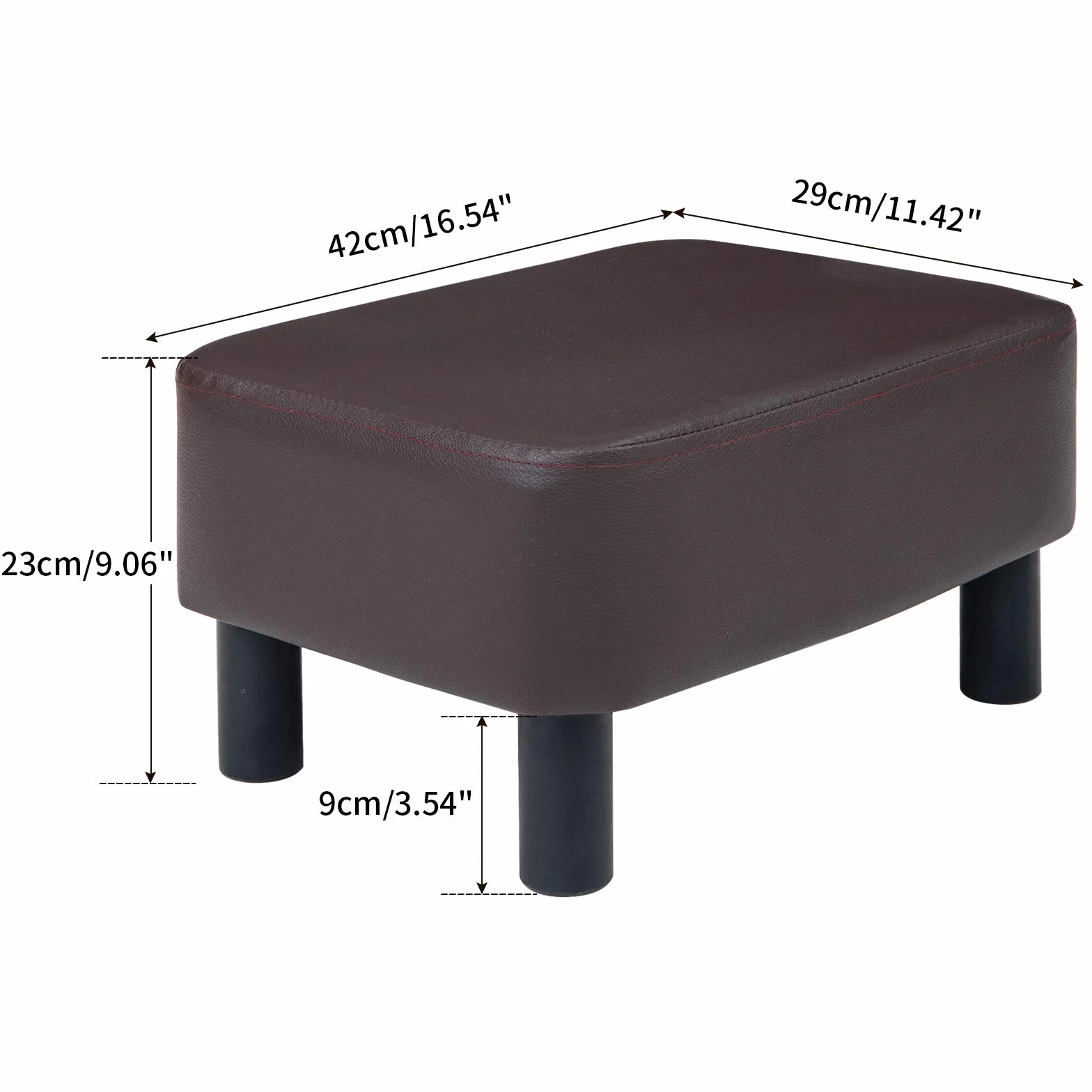 IBUYKE puf podnóżek 42 cm ze skóry PU brązowy