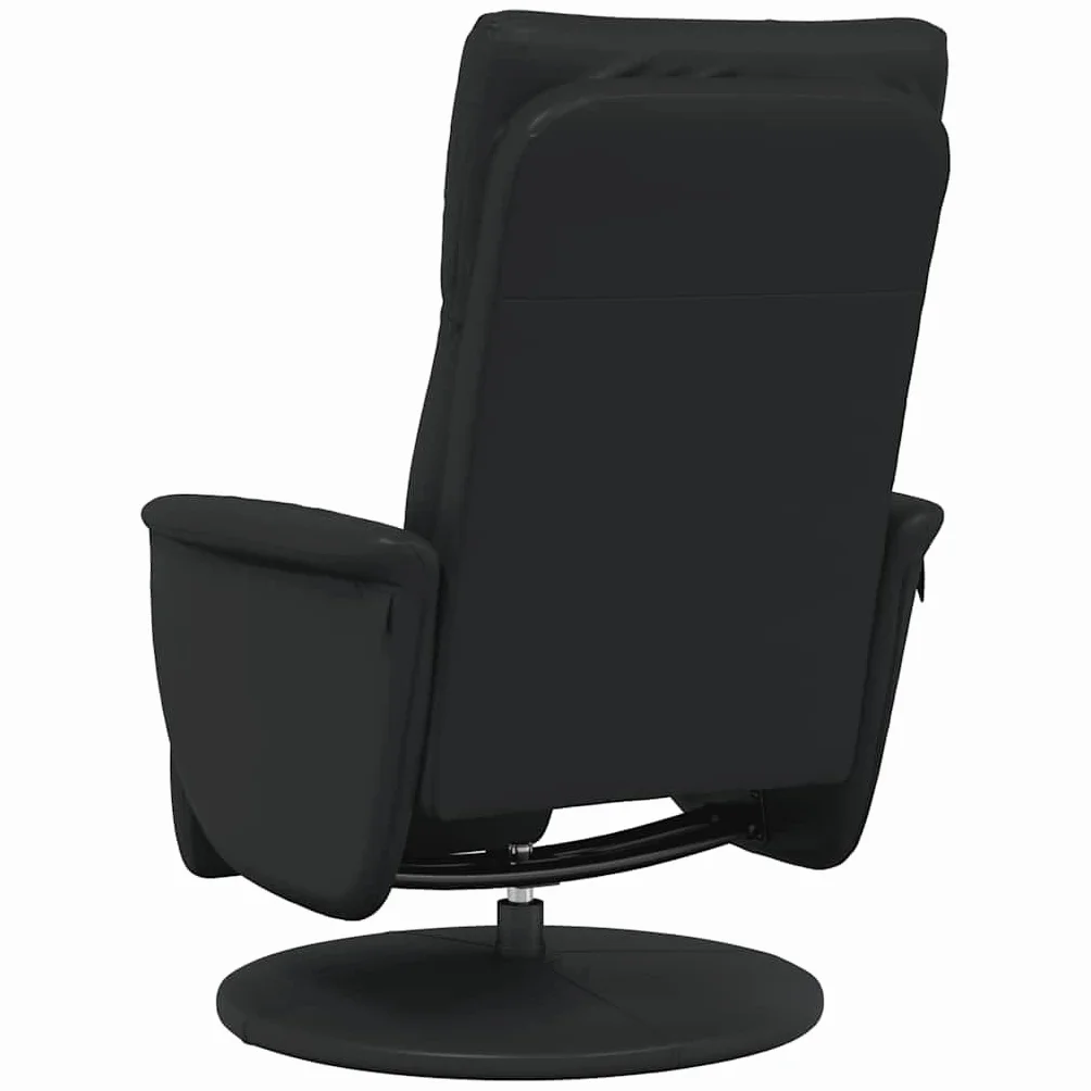 Fotel relaksacyjny z podnóżkiem, czarny, sztuczna skóra, obrotowy, z funkcją leżenia, ergonomiczny, wygodny, do salonu, biura, kącika do czytania, kominka