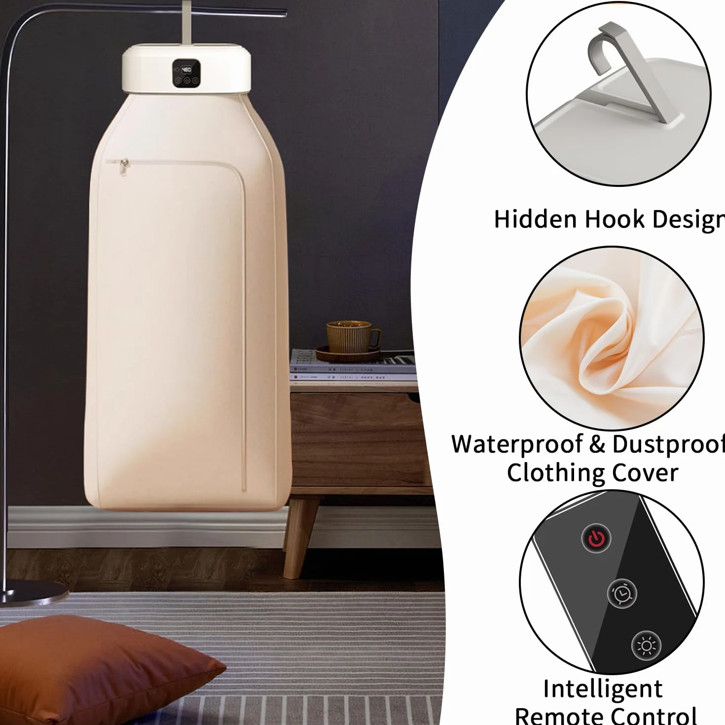 Mini suszarka 600 W z timerem 1-8 h, pilotem zdalnego sterowania i sterylizacją UV – przenośna suszarka 10 kg – pompa ciepła, suszarka do ubrań i suszarek, mała
