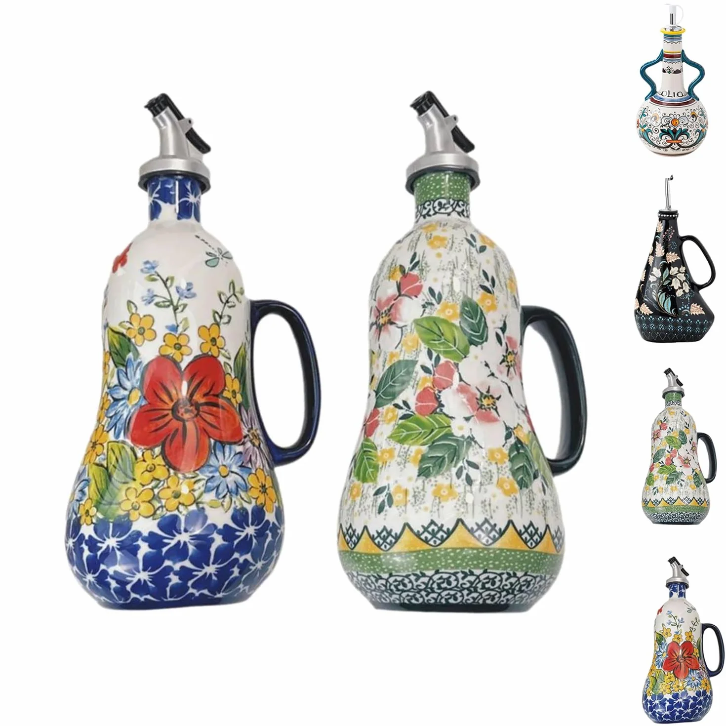 Butelka z dozownikiem oliwy z oliwek, niekapiąca wylewka, ceramiczny dozownik oleju i octu do kuchni, idealny do sosów i olejów
