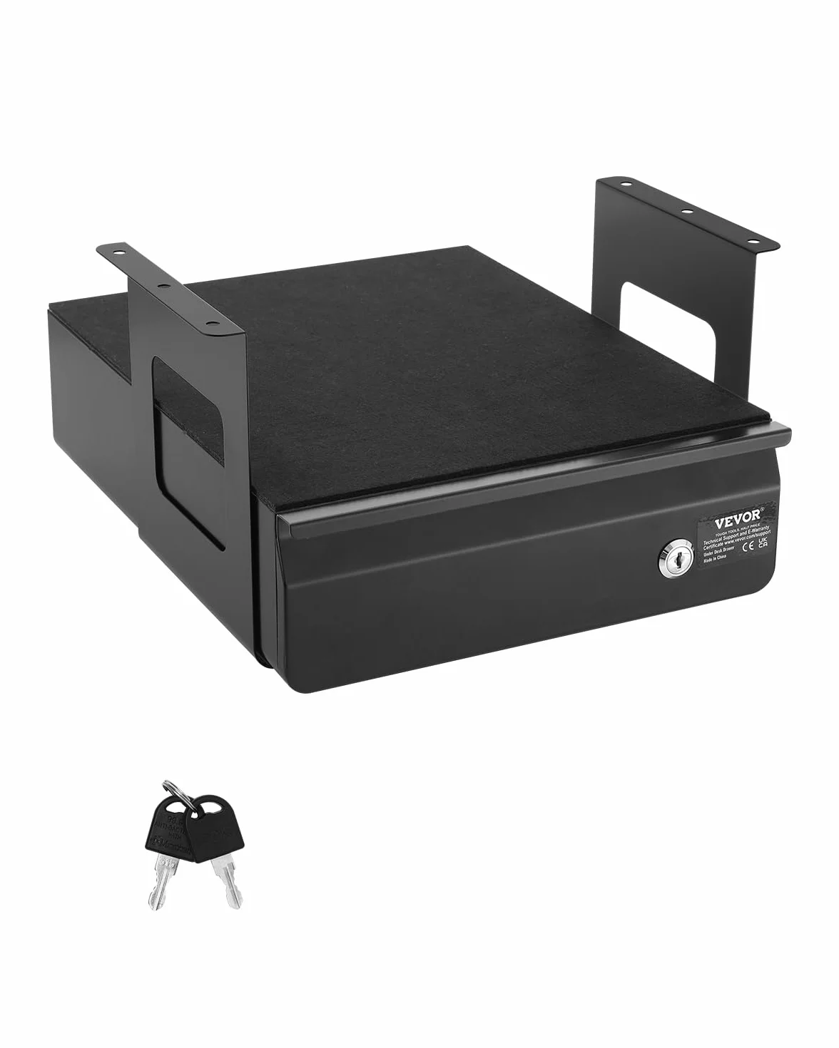 VEVOR Wysuwana szuflada pod biurkiem o szerokości 33 cm, montowany pod biurkiem, ukryty organizer do przechowywania na biurku, zamykana szuflada na ołówki pod stołem, do stacji roboczej, 35 x 33 x 18