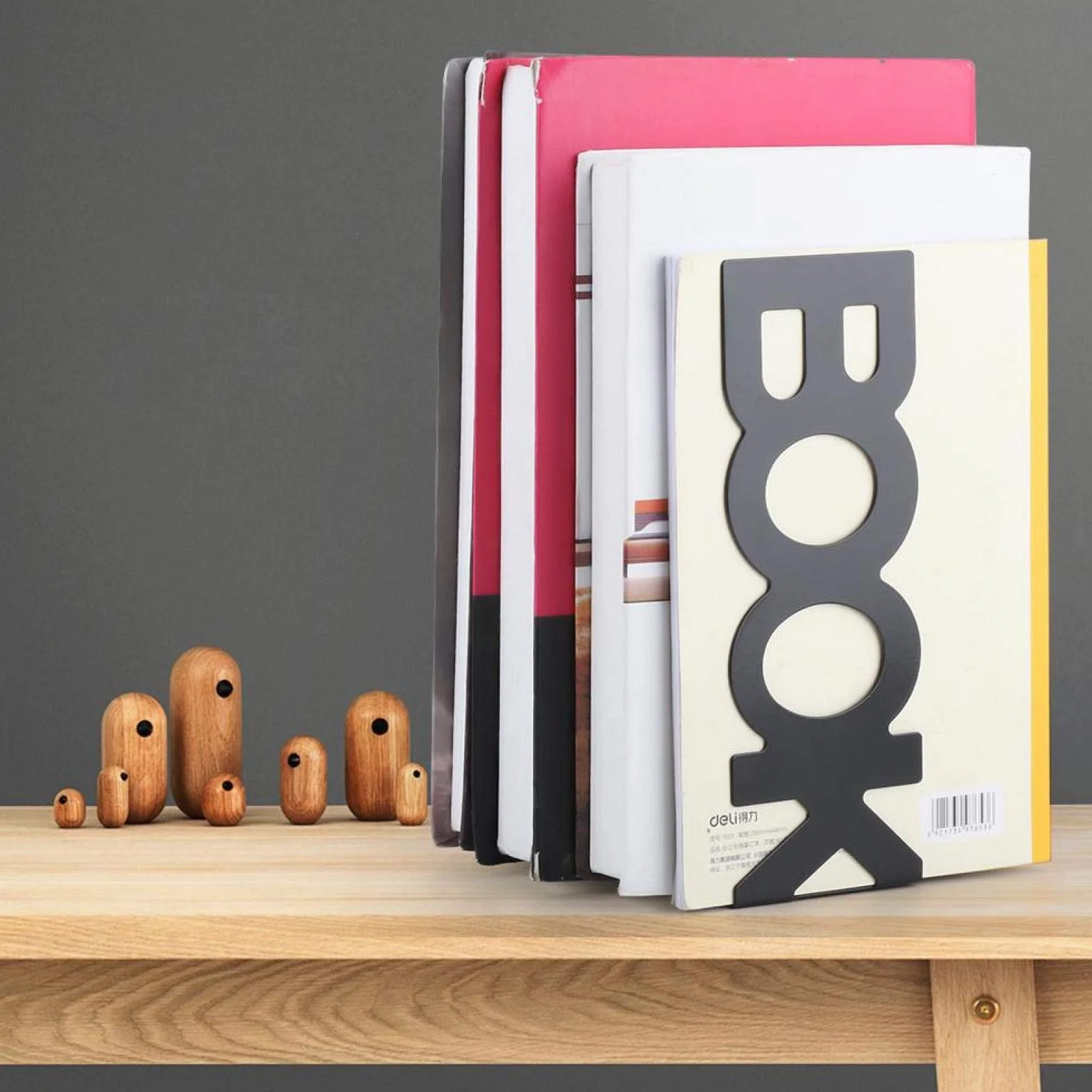 Końcówka książki w kształcie postaci, antypoślizgowa pianka podkładka design Bookend, 208 mm Keep Schludny dla filmów DVD czasopisma (208 mm nowa czarna para)