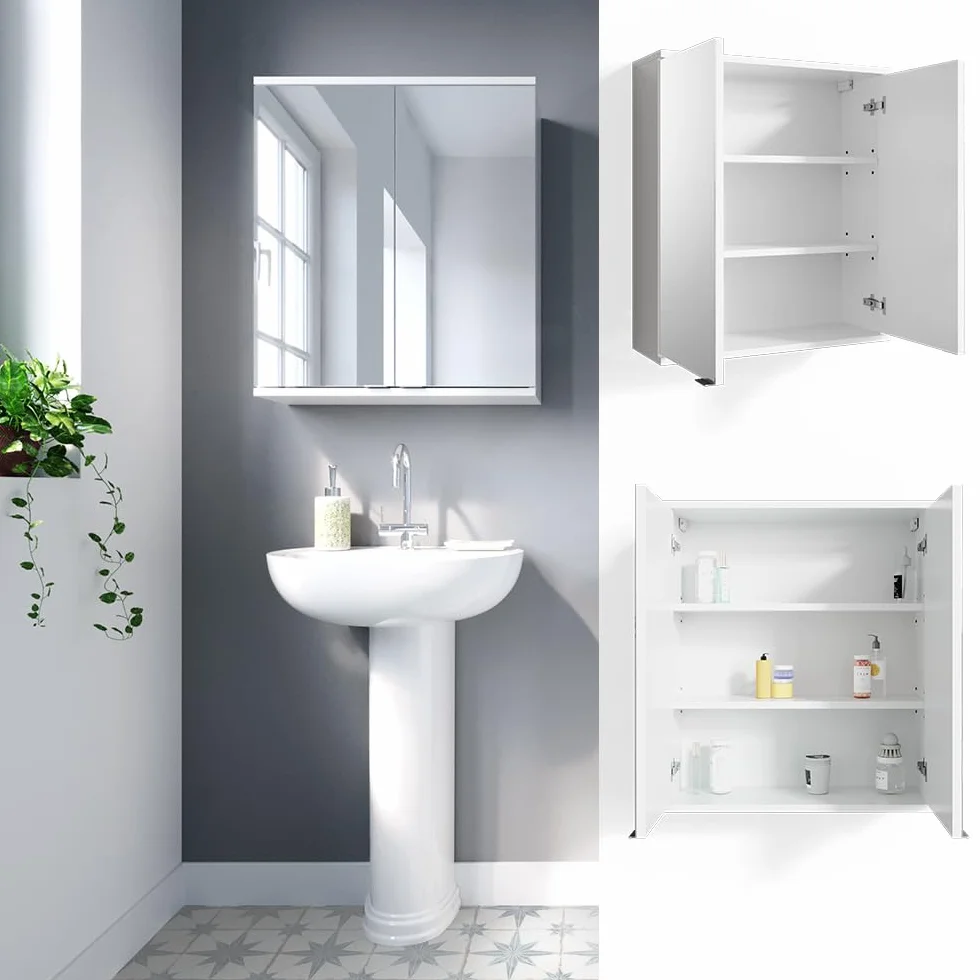 Vicco Szafka z lustrem łazienkowa Roy Biały 60x68 cm