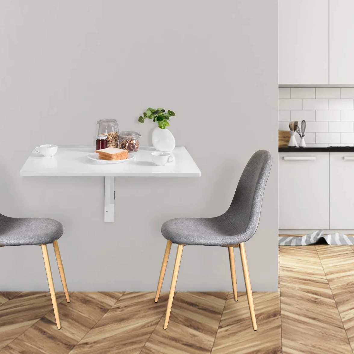 GOPLUS Stół ścienny składany regulowany 80x60x45 cm MDF sosna biały