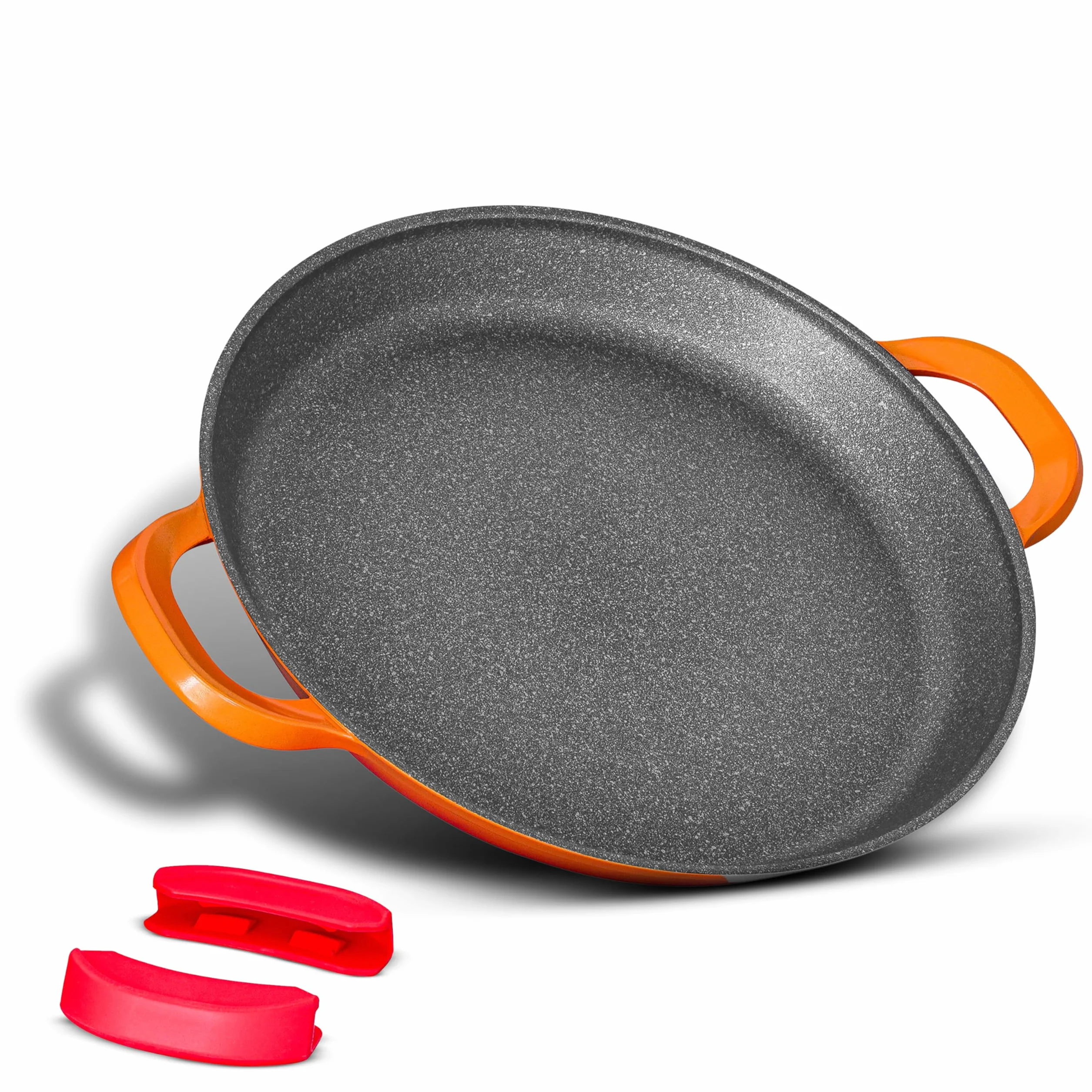 Patelnia do Paelli 36cm z pokrywką, nieprzywierająca, stal nierdzewna, do pieczenia (Orange)