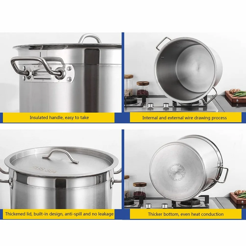 garnek do zupy ze stali nierdzewnej, 304 Stainless Steel - Large Professional Safe Suitable for All Stove(25cm*25cm(10L))