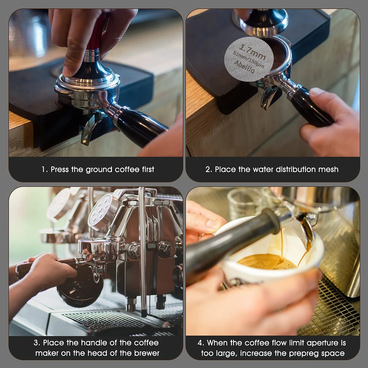 Abeillo Sitko do espresso, 51 mm, grubość 1,7 mm, 150 μm, filtr do kawy wielokrotnego użytku, dolne sitko prysznicowe do filtra espresso, stal nierdzewna 316 (51 mm)
