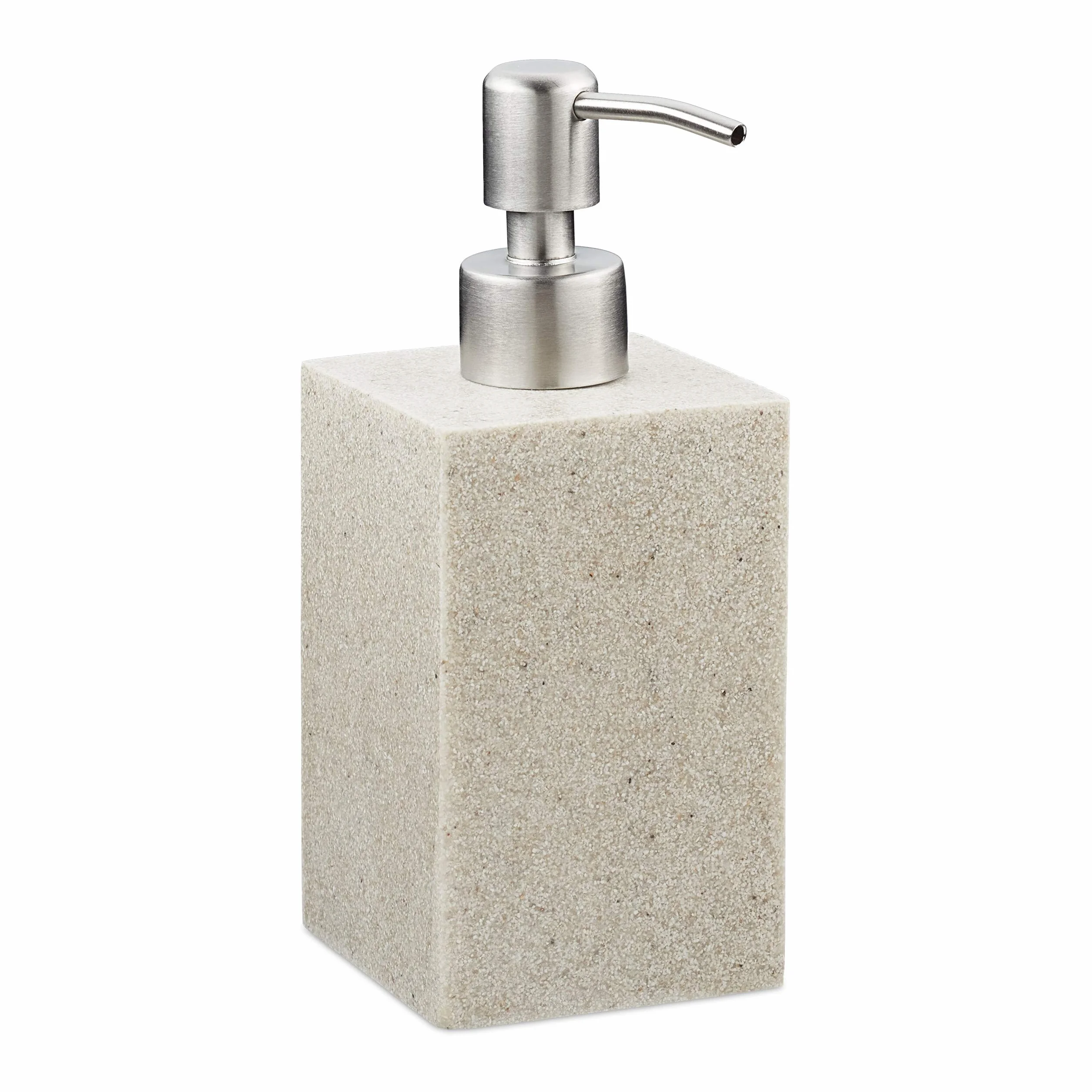 Relaxdays dozownik mydła 300 ml, do ponownego napełniania, z pompką, do kuchni i łazienki, stal nierdzewna, beżowy