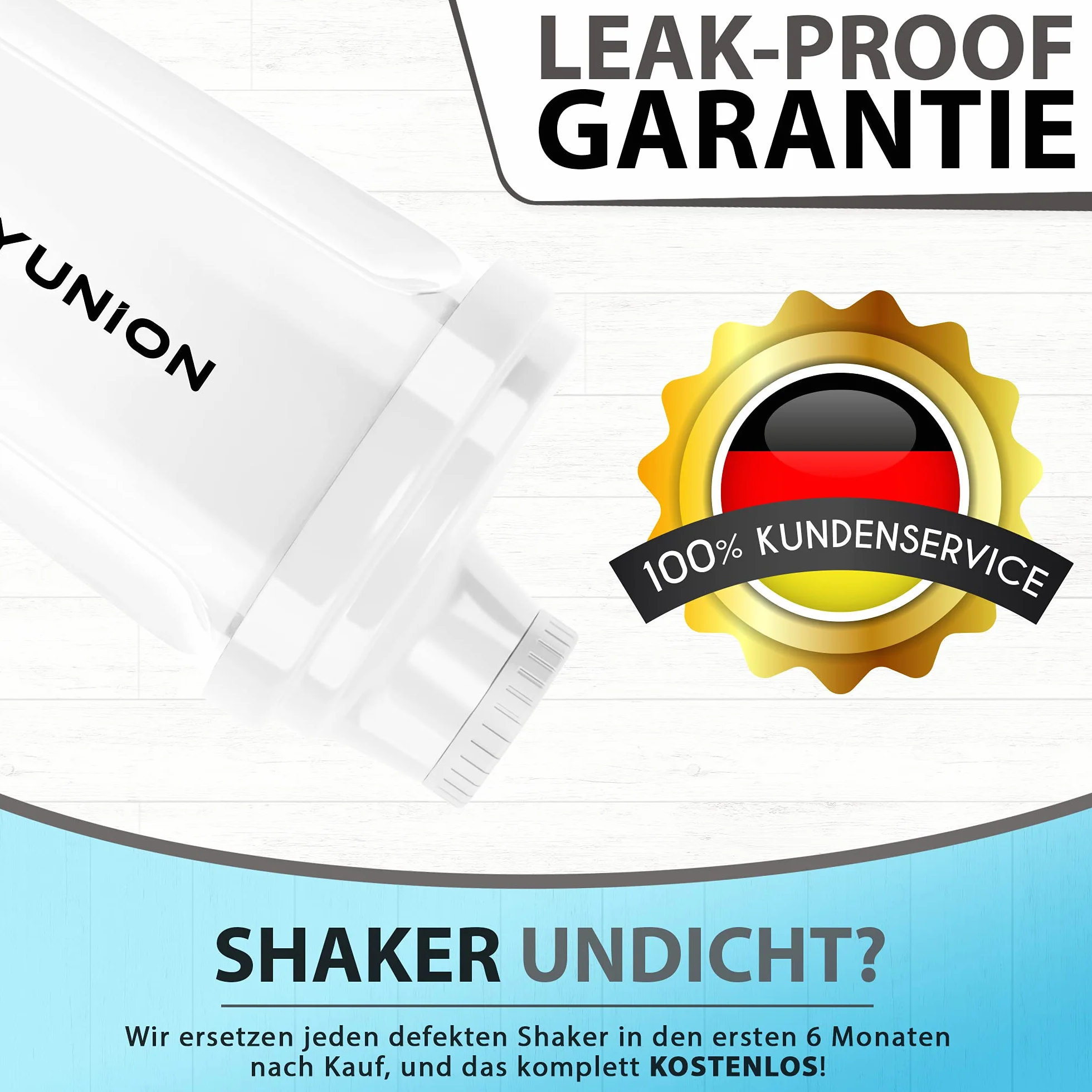 Heaven Shaker do shake’ów proteinowych, bez wyciekania, bez BPA, z sitkiem i skalą, do kremowych drinków z białkiem serwatkowym, białkowych izolatów i koncentratów BCAA, do mieszania, 500 ml, biały