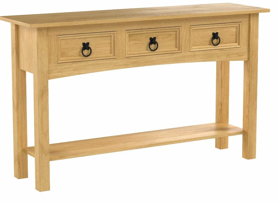 Vida Designs Corona Stół Konsolowy, Drewno, Brązowy, 3 Szuflady