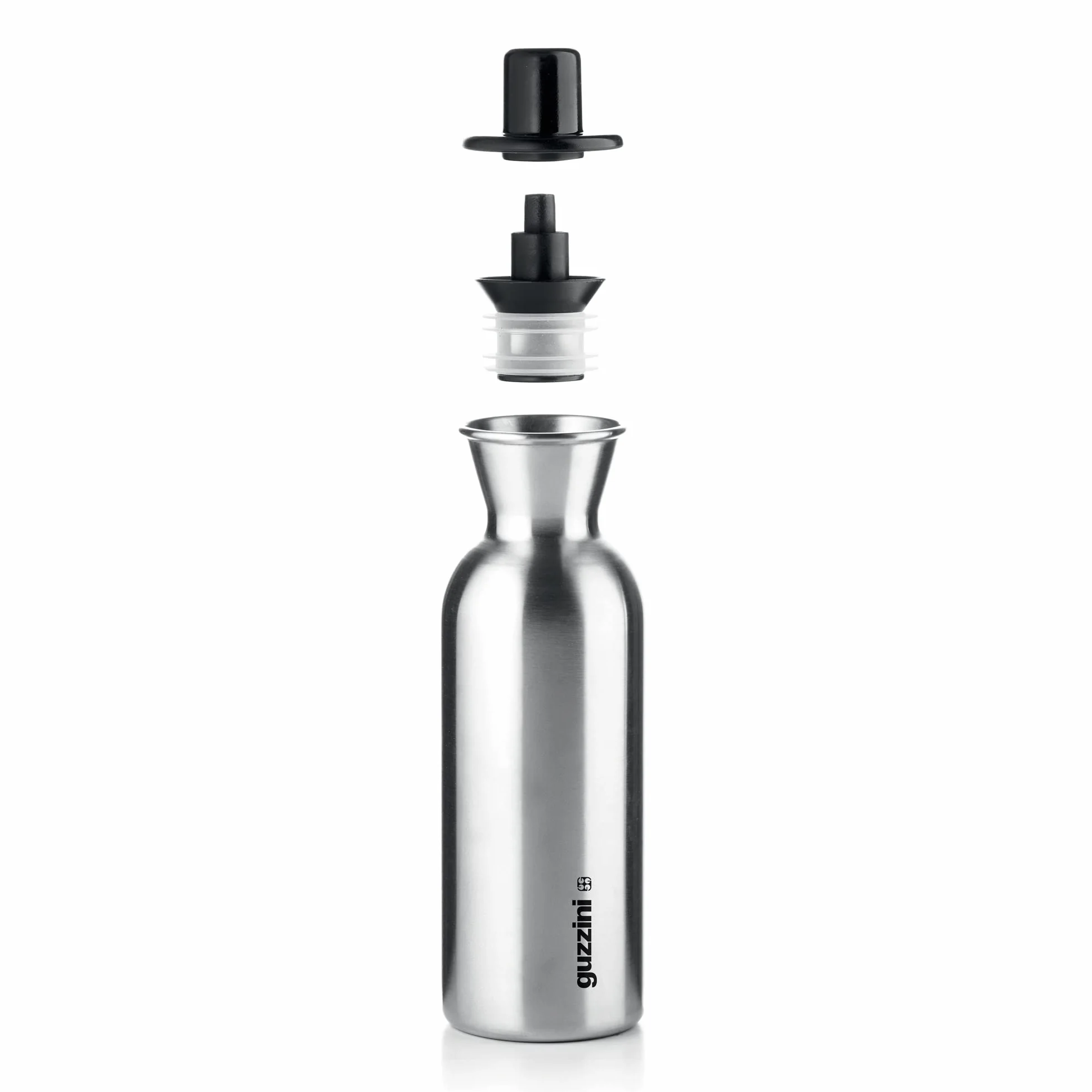 Guzzini - Kitchen Active Design, PERFECT DRESSING STEEL, Butelka na olej/oct ze stali nierdzewnej - Czarny, Ø 6,5 x wys. 22,5 cm | 500ml - 11720110