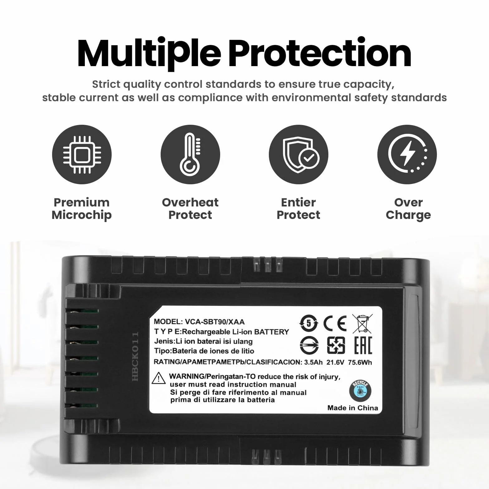 ANTIEE VCA-SBT90/XAA Batterie Compatible avec Samsung Jet 75 Battery, Samsung Jet 75, 75+, 75 Pet Jet, 90, 90+,VS20R9046T3/AA VS20T7536T5/AA VS20R9046T3/AA Aspirateur Vacuum Cleaners 3500mAh