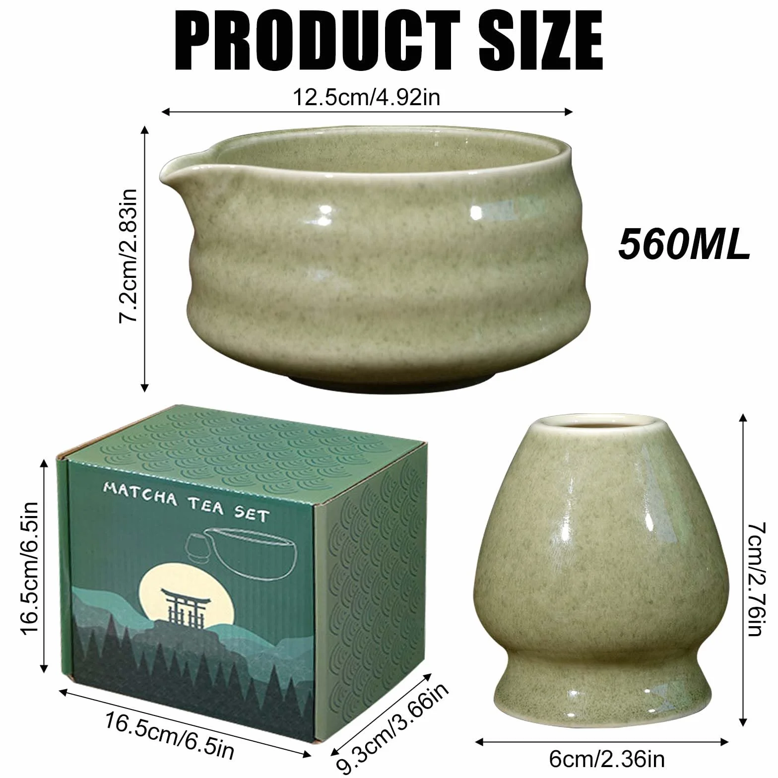 GOMETY Zestaw 2 ceramicznych miseczek do matchy - tradycyjne miski na herbatę na ceremonię parzenia herbaty (matcha)