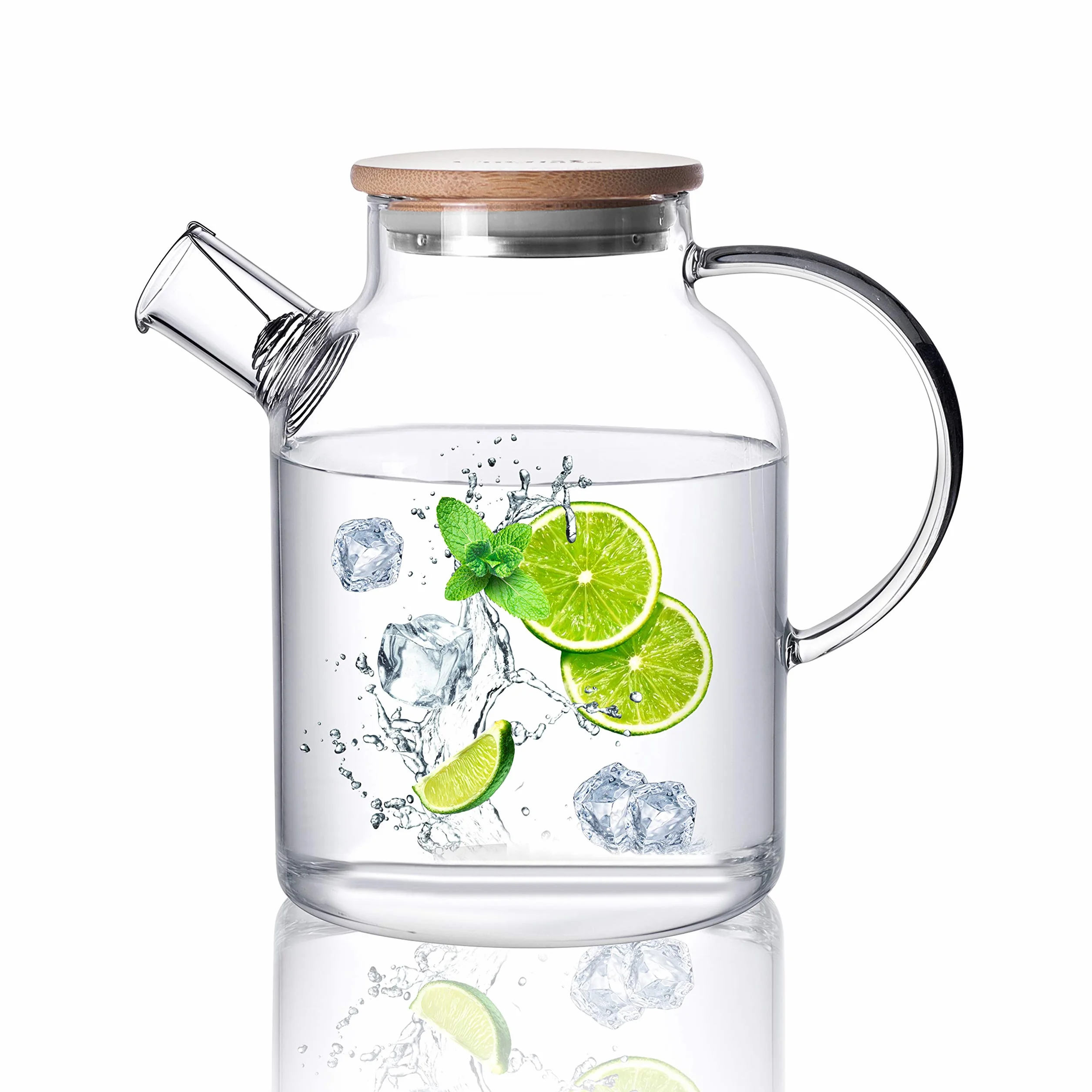 CnGlass Szklany czajnik Płyta kuchenna Bezpieczny, 1500ml Przezroczyste czajniki z wyjmowaną wylewką filtra, czajniczek do luźnych liści i kwitnącej herbaty