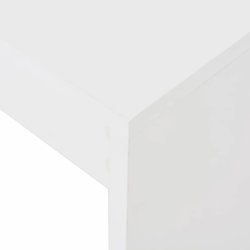 Stół barowy z regałem, biały, materiał drewnopochodny, 110 x 50 x 103 cm, stabilny, nie zajmuje dużo miejsca, nowoczesny do kuchni, jadalni, salonu, z 3-stopniowym regałem do przechowywania