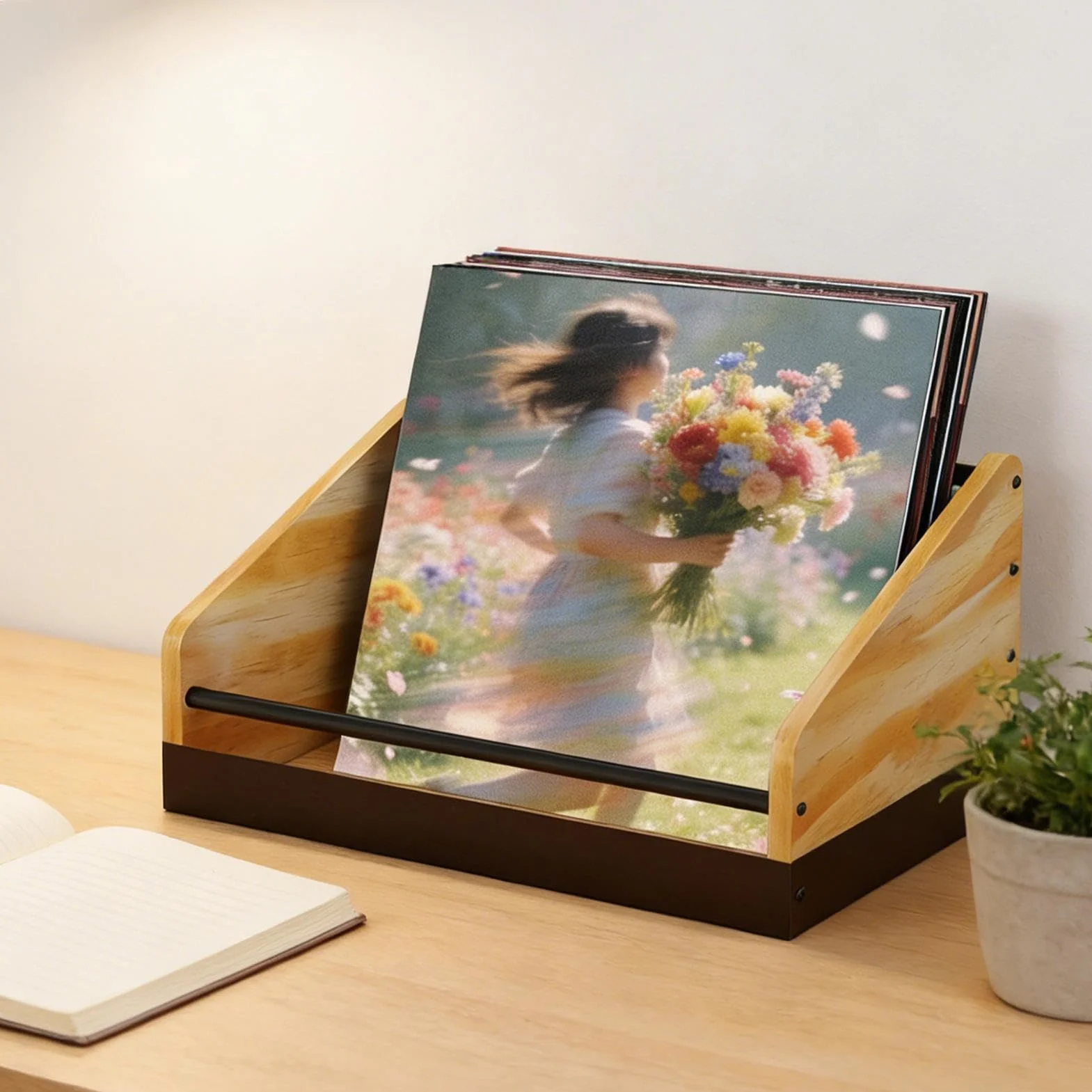 na płyty – do przechowywania albumów winylowych, metalowy drewniany organizer na płyty LP, książki, dokumenty, zabawki, oszczędność miejsca, ekspozycyjny do domu, sypialni, salonu