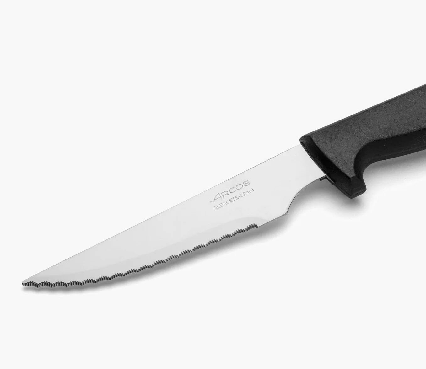 Arcos Noże stołowe, nóż do steków, nóż stołowy, ostrze azotowe, stal nierdzewna, 11,4 cm, uchwyt polipropylenowy, kolor czarny