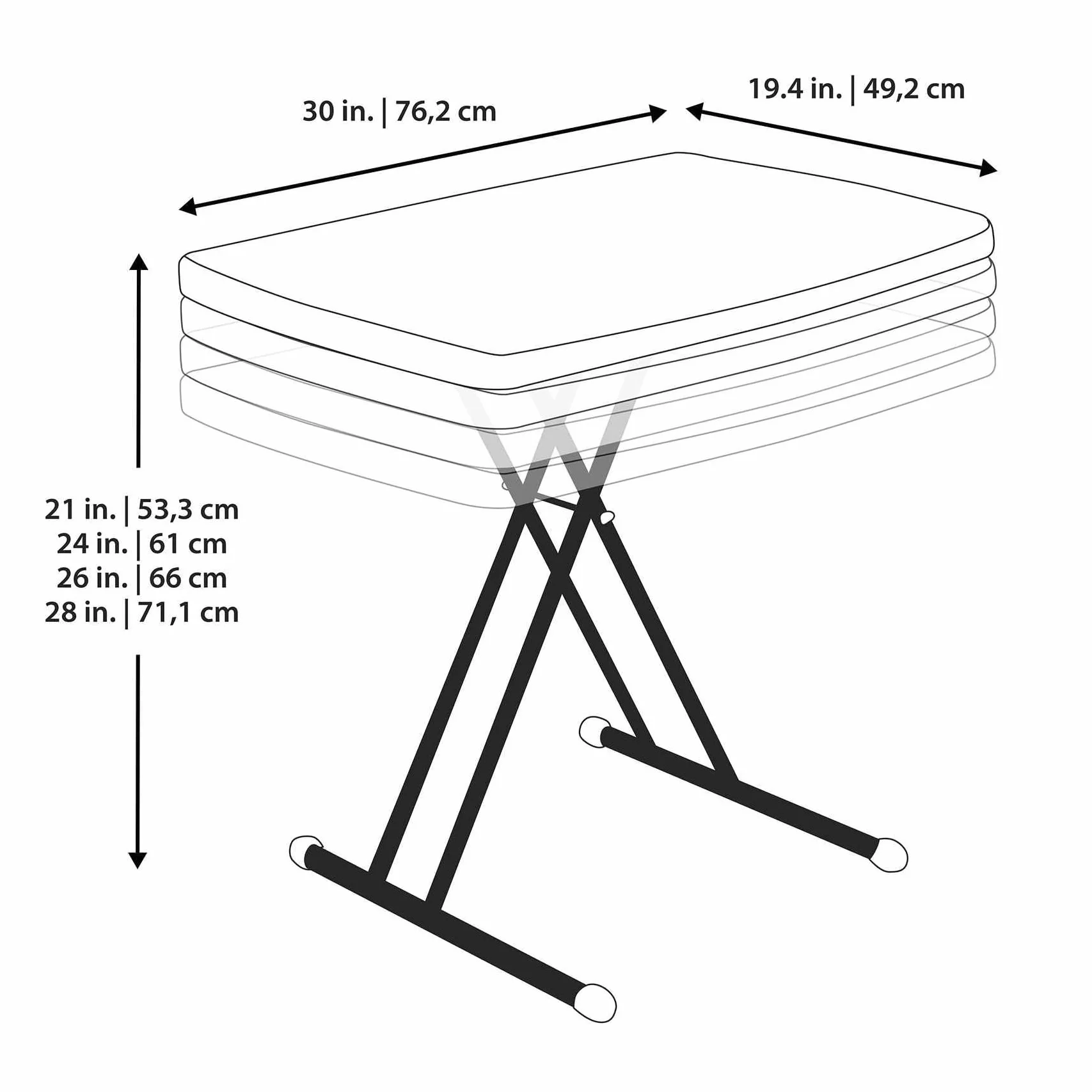 LIFETIME Stolik osobisty o regulowanej wysokości 76 cm, migdałowy