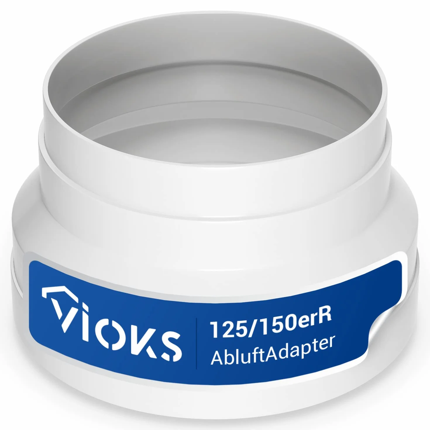 VIOKS Adapter węża wylotowego 150 mm – 125 mm, redukcja do rury wylotowej, okap, wąż wylotowy, łącznik do węża wentylacyjnego PCW, 150 mm