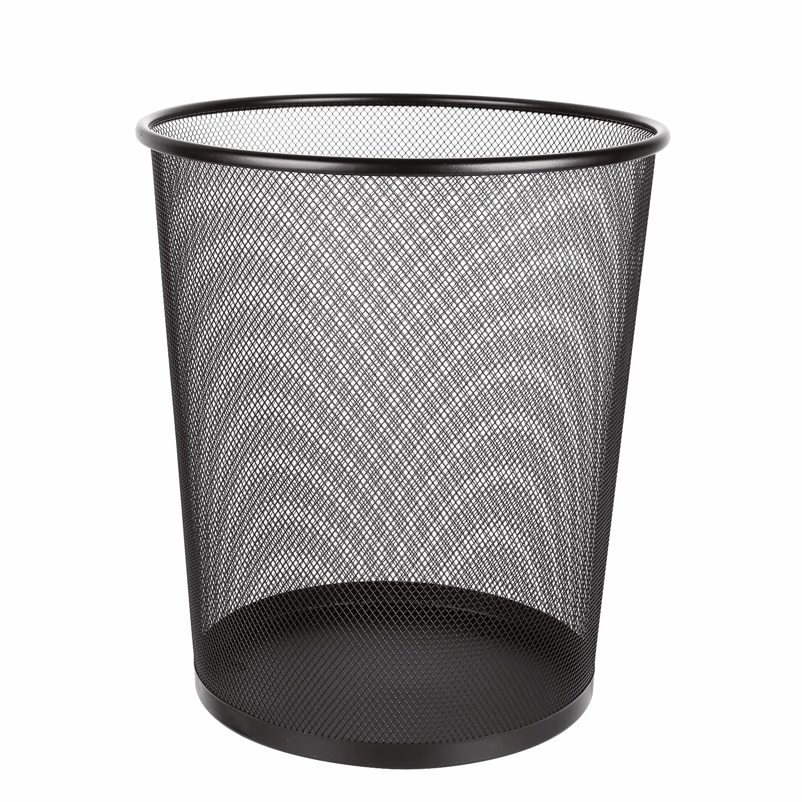 ASelected Duży metalowy kosz na śmieci do sypialni, łazienki, biura, domu, kuchni, 30 l, czarny, okrągły, duży