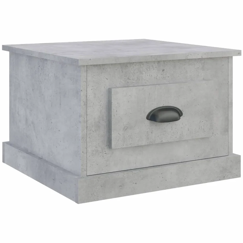 Générique Stolik kawowy Szary Beton 50x50x35 cm Drewno inżynierskie | 1 szuflada do przechowywania, wytrzymała góra, łatwa do czyszczenia, idealna do salonu