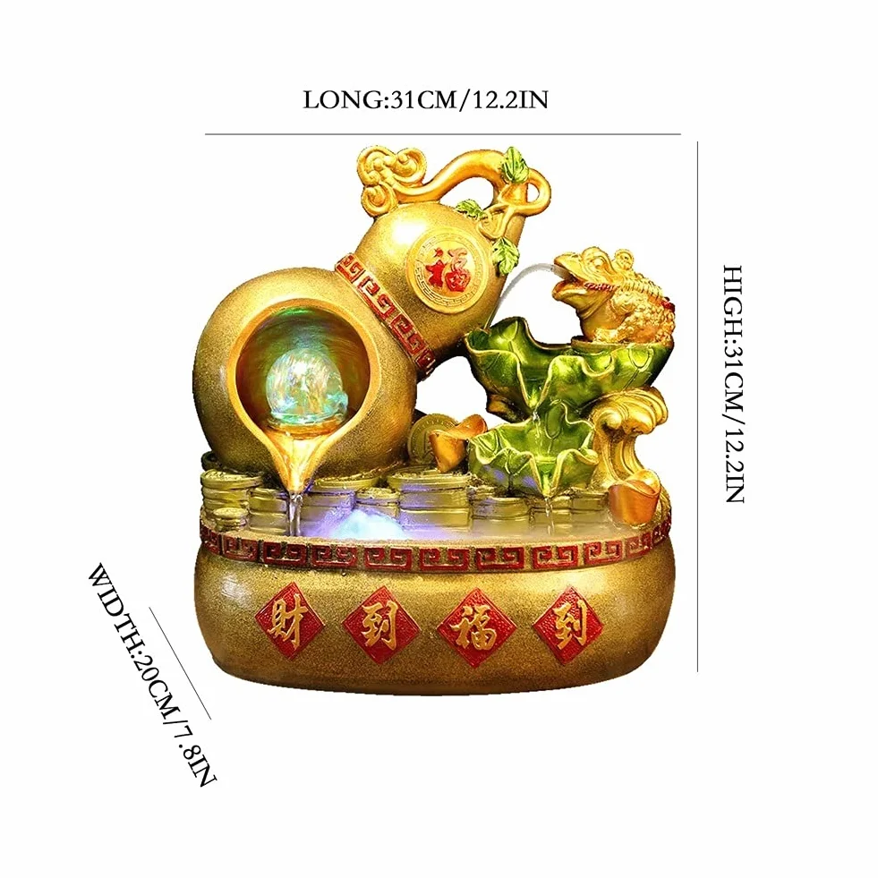 Fontanna Bonsai dekoracja mieszkania, kreatywna fontanna dyniowa, do wnętrz, fontanna wodna, wodospad, złote dekoracje do salonu i biura, biura, sypialni, relaksu