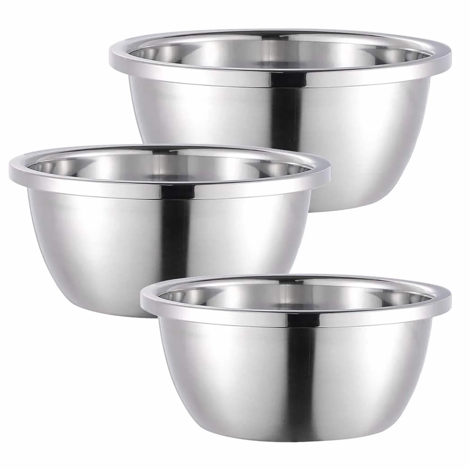 Miski do mieszania zastawy stołowej, zestaw 3 misek do sałatek ze stali nierdzewnej, metalowe miski kuchenne do mieszania, ubijania i przechowywania żywności - bez pokrywy 20 cm-