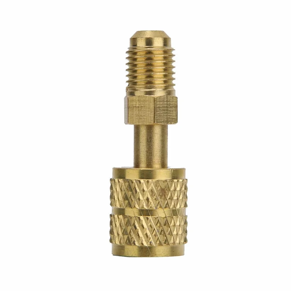 Nowy mosiężny adapter AC R410A do 1/4 "męskiego na 5/16" żeńskiego z wężem do napełniania rdzenia zaworu do pompy wysokiej jakości