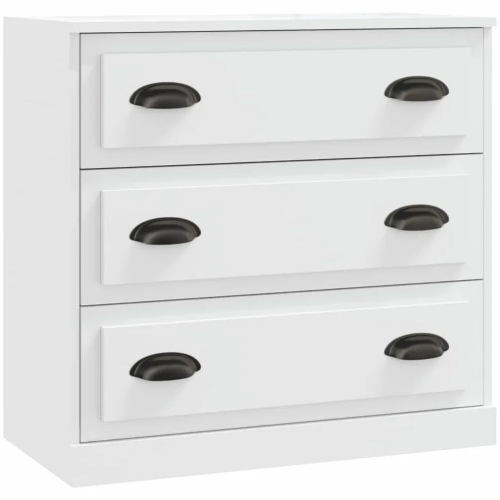 Kredens zestaw 3 sztuk, biały materiał drewnopochodny, szerokość 210 cm, uniwersalna szafka do przechowywania do salonu, kuchni, korytarza, biura, nowoczesne wzornictwo, trwała, łatwa w