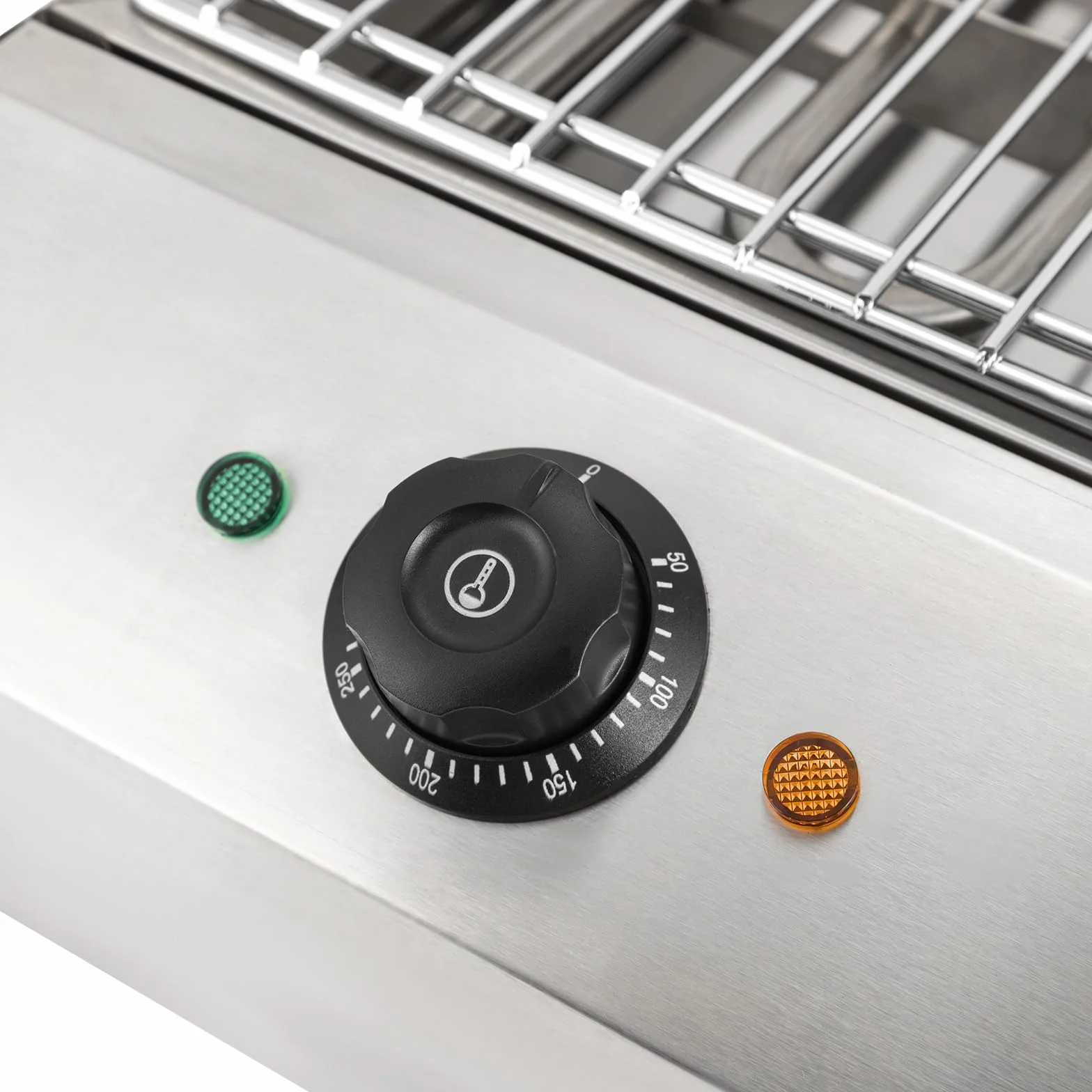 Elektryczny grill stołowy, 2,6 kW, z tacką ociekową oleju, 50-300°C, rozmiar rusztu 25,5 x 42,5 cm, niezależny ruszt do grillowania, zdejmowany