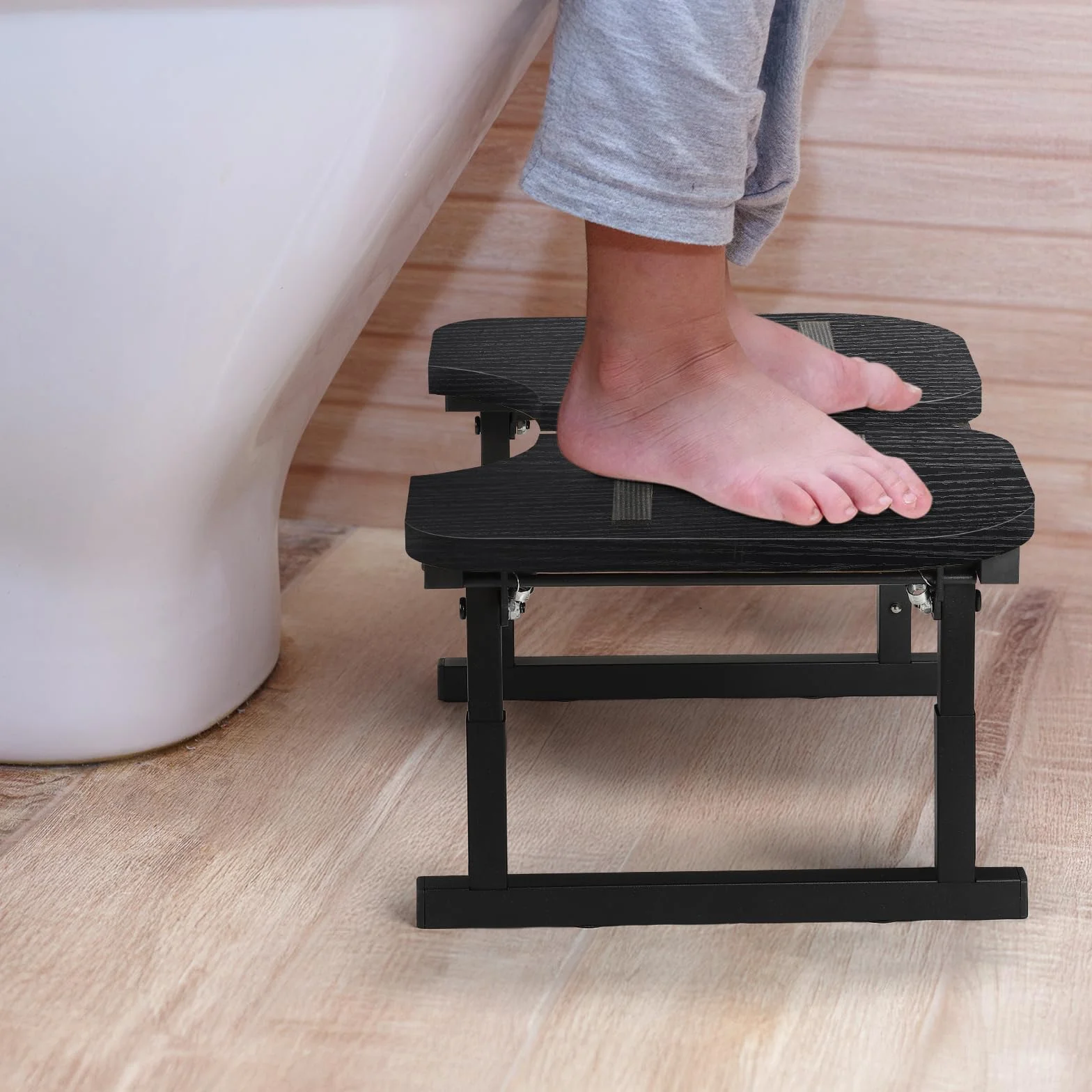 LIANTRAL Taboret toaletowy dla dorosłych, ergonomiczny, antypoślizgowy, składany, drewno i metalowa rama, wspomaga zdrowie jelit, idealny dla hemoroidów, wzdęć i kobiet w ciąży
