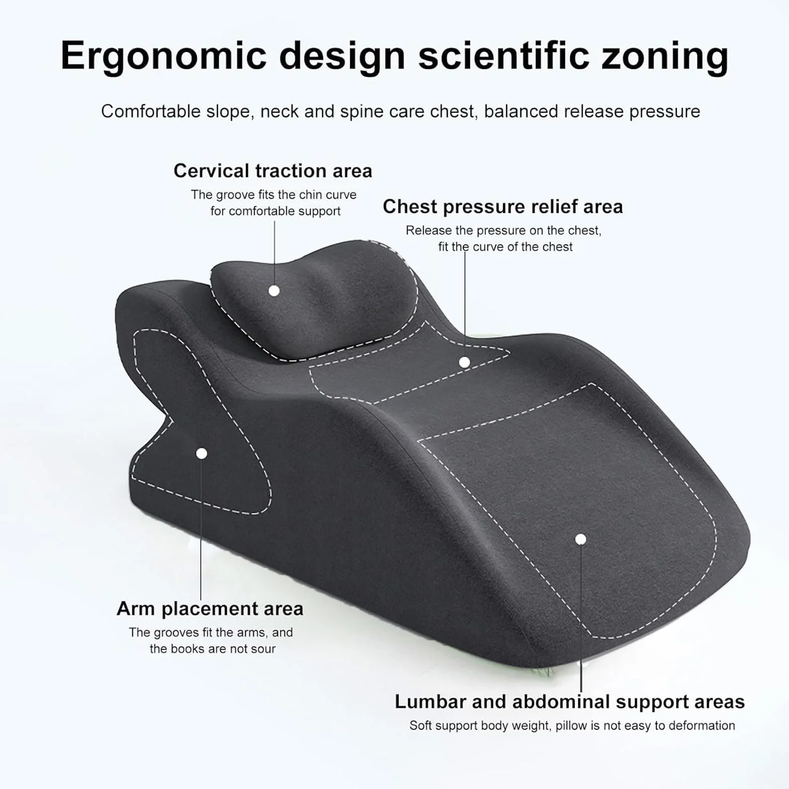 Sweet Spot Pillow Dla Par, Klinowy Podkład 27° Do Ustawienia Pozycji, Poduszka Wspierająca Z Pianki Memory Z Zagłówkiem Do Komfortu W Pozycji Siedzącej I Leżącej,Light gray B-60x36x24cm