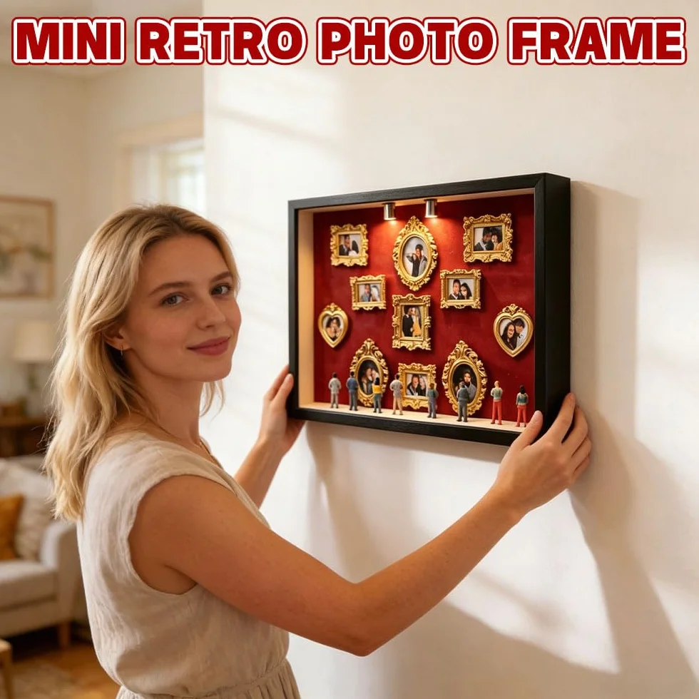 Silhouette Box Museum of Us kreatywny zestaw ramek na zdjęcia z 11 złotymi ramkami i 8 figurkami vintage