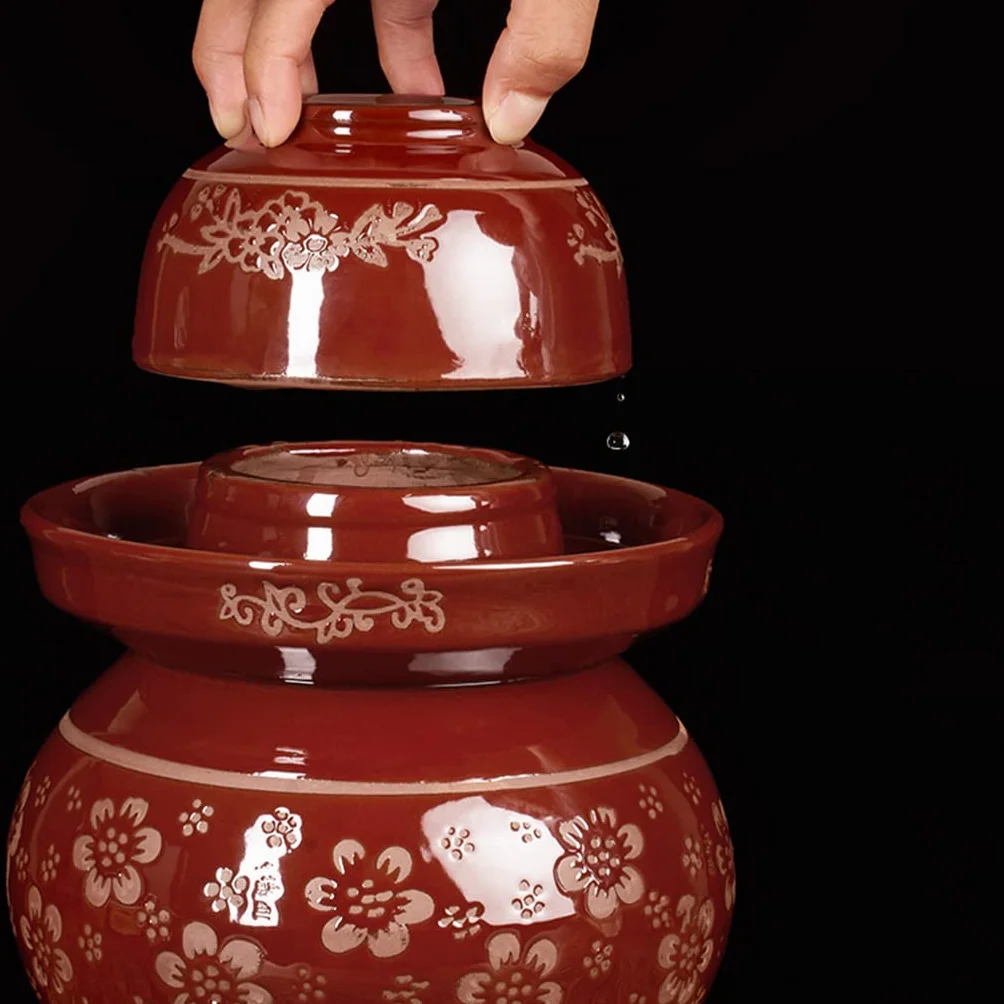 Naczynie do fermentacji, Tradycyjny chiński ceramiczny słoik do kiszenia z pokrywką uszczelką wodną, ​​duży, pogrubiony garnek kimchi(6KG)