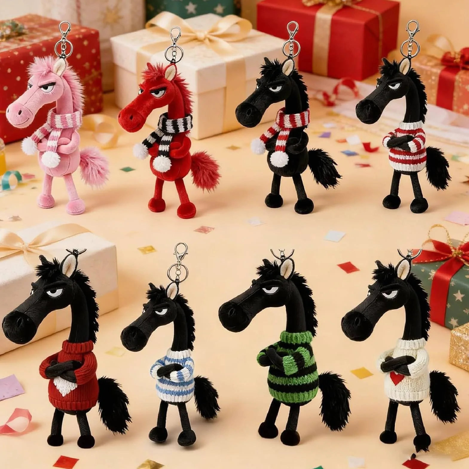 Year of the Horse Lucky Maskotka 2026, Lucky Plush Horse Guardians, prezent na szczęście, symbol siły, odwagi i równowagi (3 szt.-D)