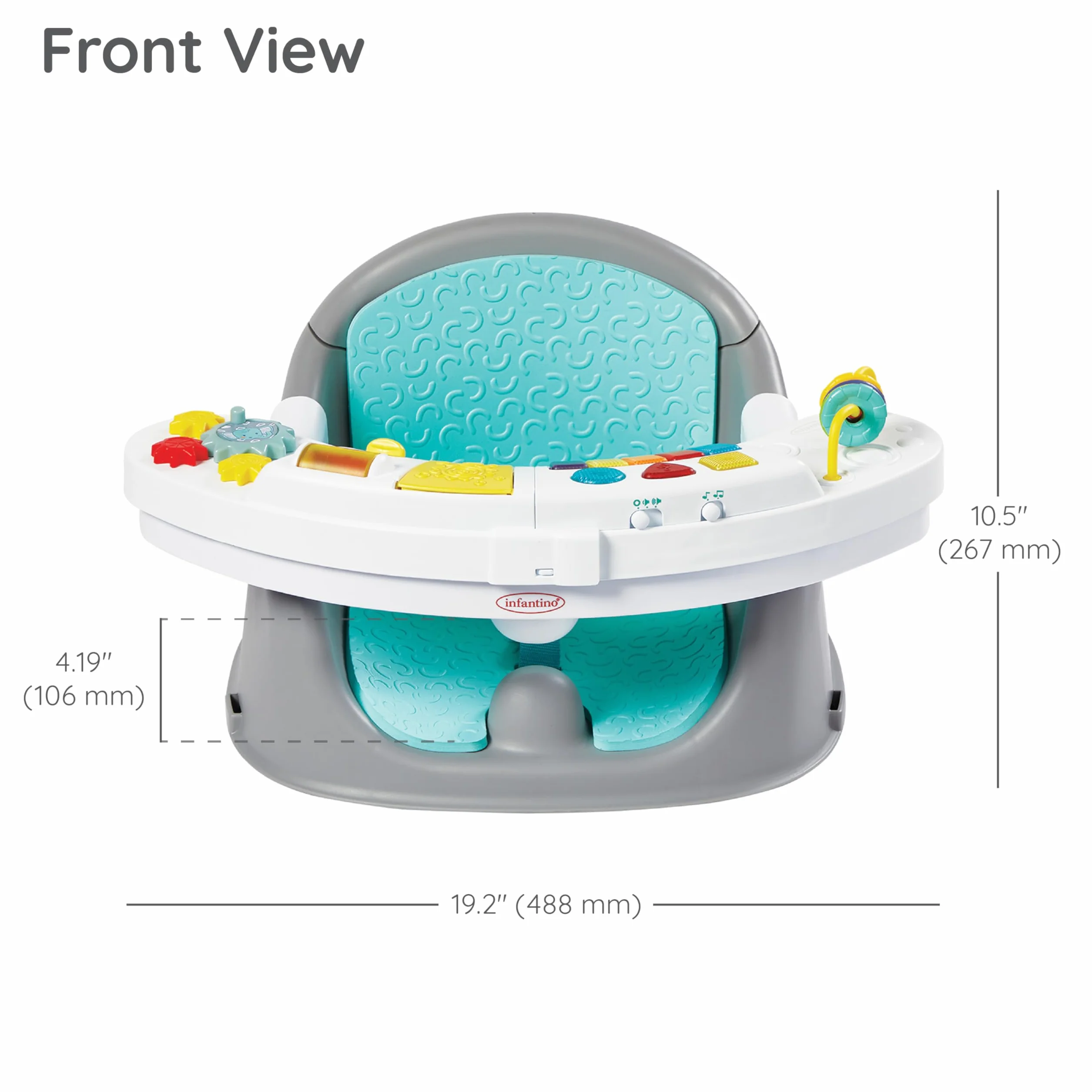 Infantino - Krzesełko do Karmienia i Eksploracji Discovery Growing Baby Booster 3 w 1 - Przekształcalne - Interaktywna Taca - Niebieskie