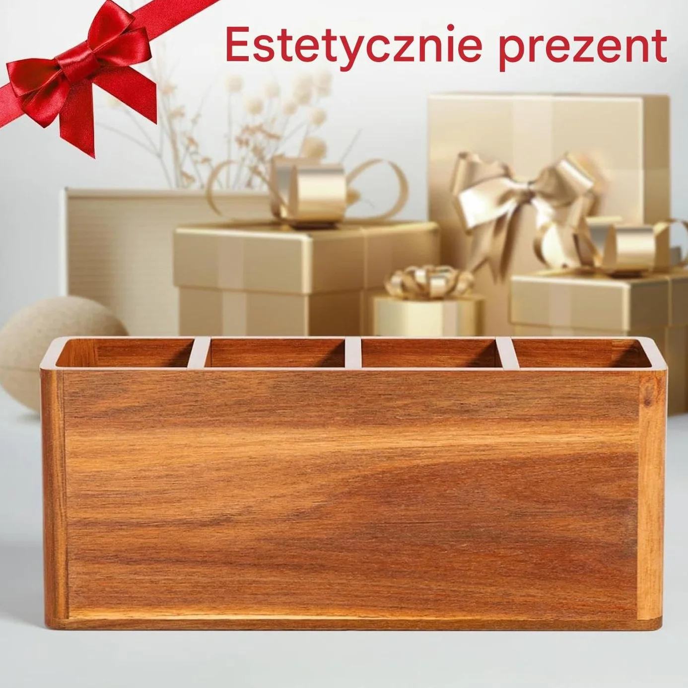 Organizer Na Przybory Kuchenne Na Blat z Otworami Suszącymi Pojemnik na | Drewniany Organizer Na Przybory Do Kuchni Do Łyżek, Łopatki, Sztućce, Domu, Restauracji, Szafki,