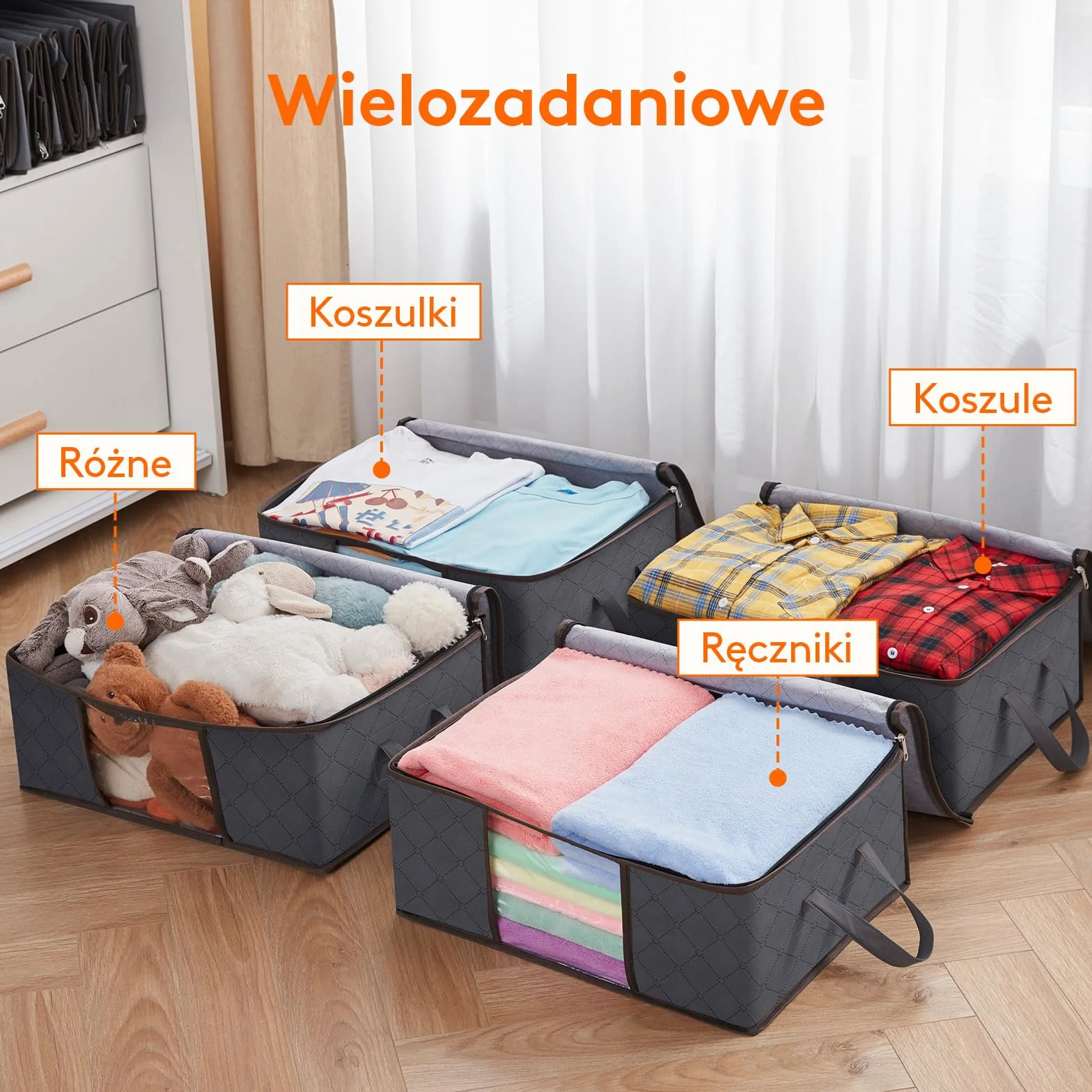 Lifewit Torba do Przechowywania Ubrań Składany Pojemnik 35L Szary