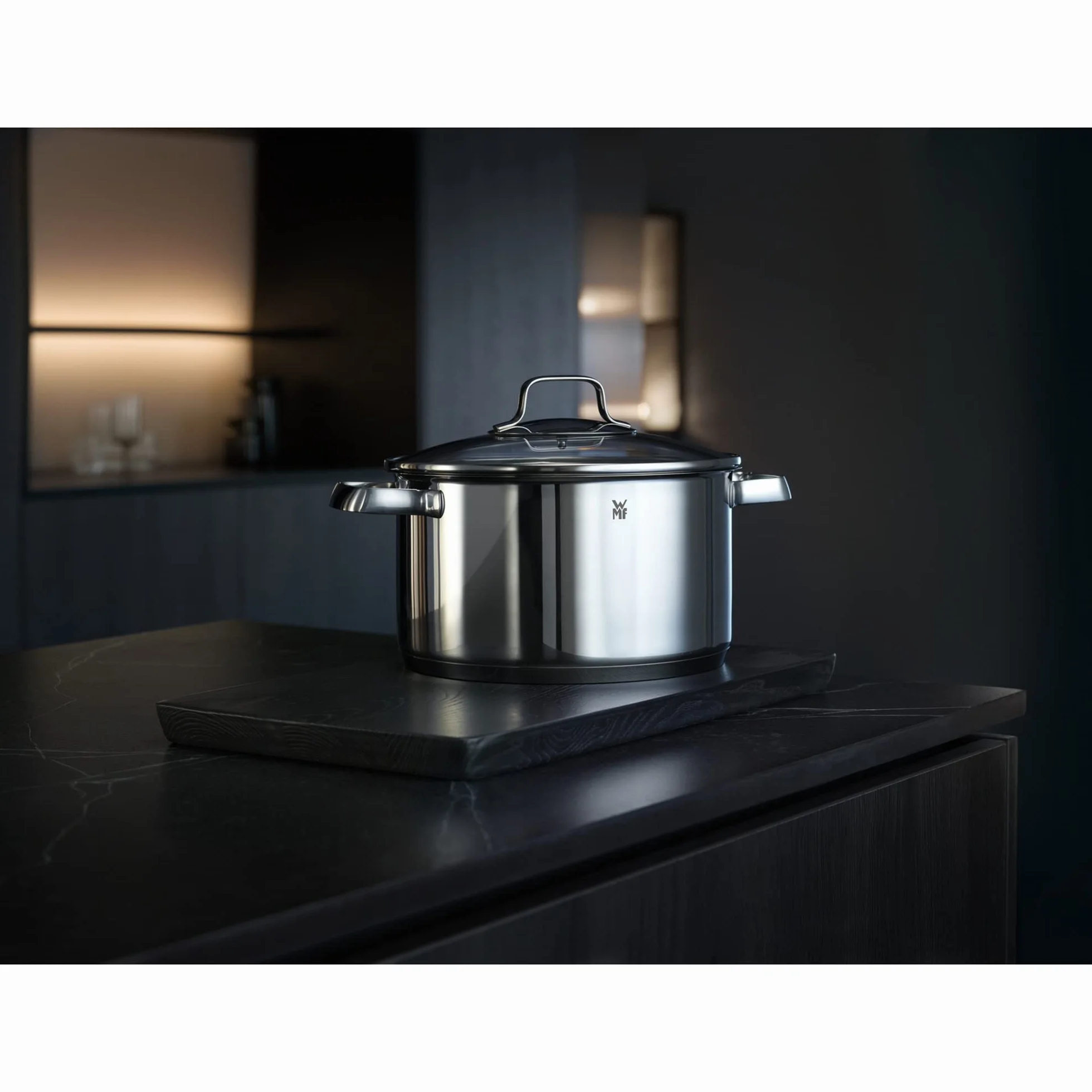 WMF Belmonte mały garnek 16 cm, mały garnek ze szklaną pokrywką, garnek do makaronu, garnek do mięsa indukcyjnego 1,9 l, polerowana stal nierdzewna Cromargan, niepowlekany
