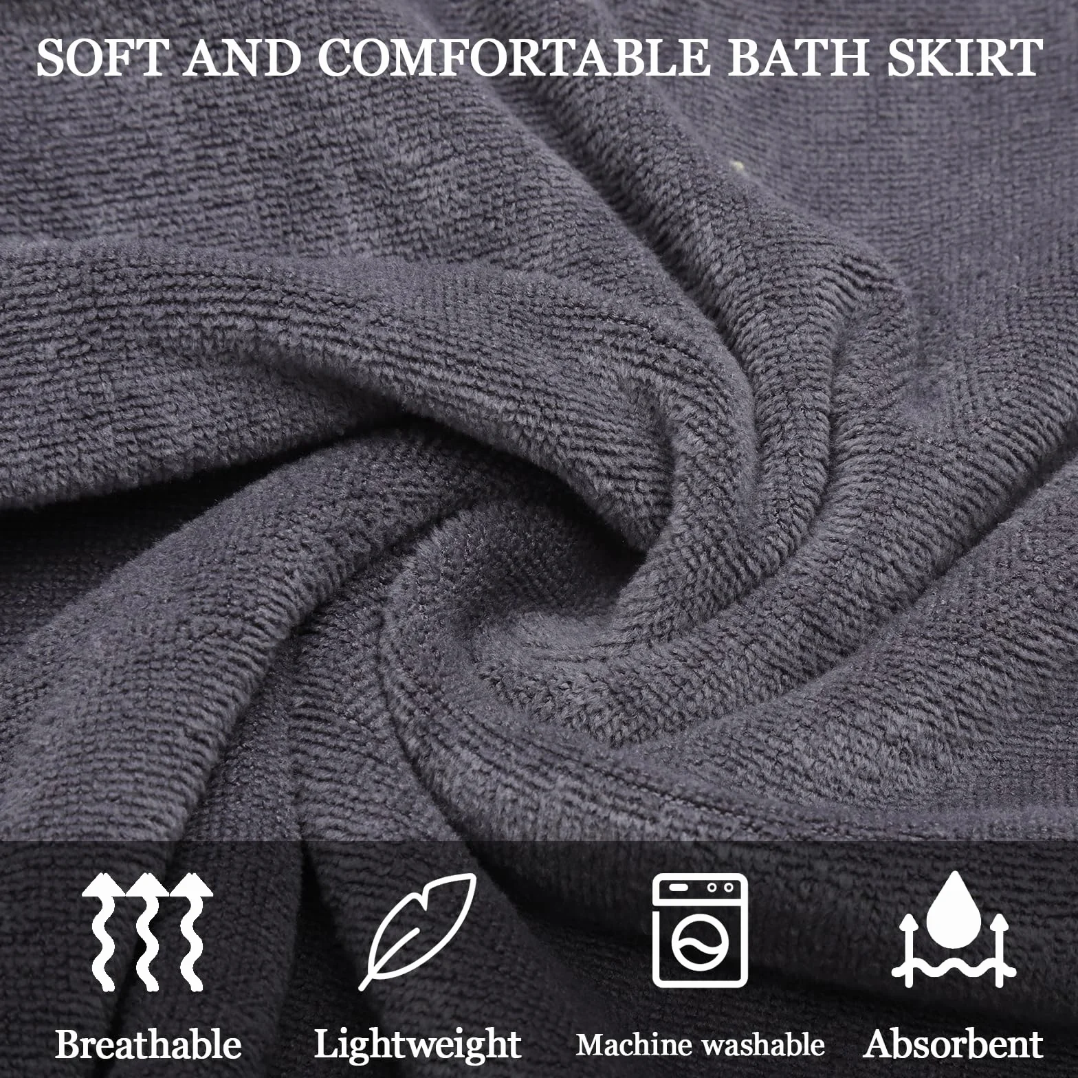 VOSSOT Ręcznik do sauny 70 x 140 cm szary kilt męski mikrofibra regulowany pasek kieszeń szybkoschnący