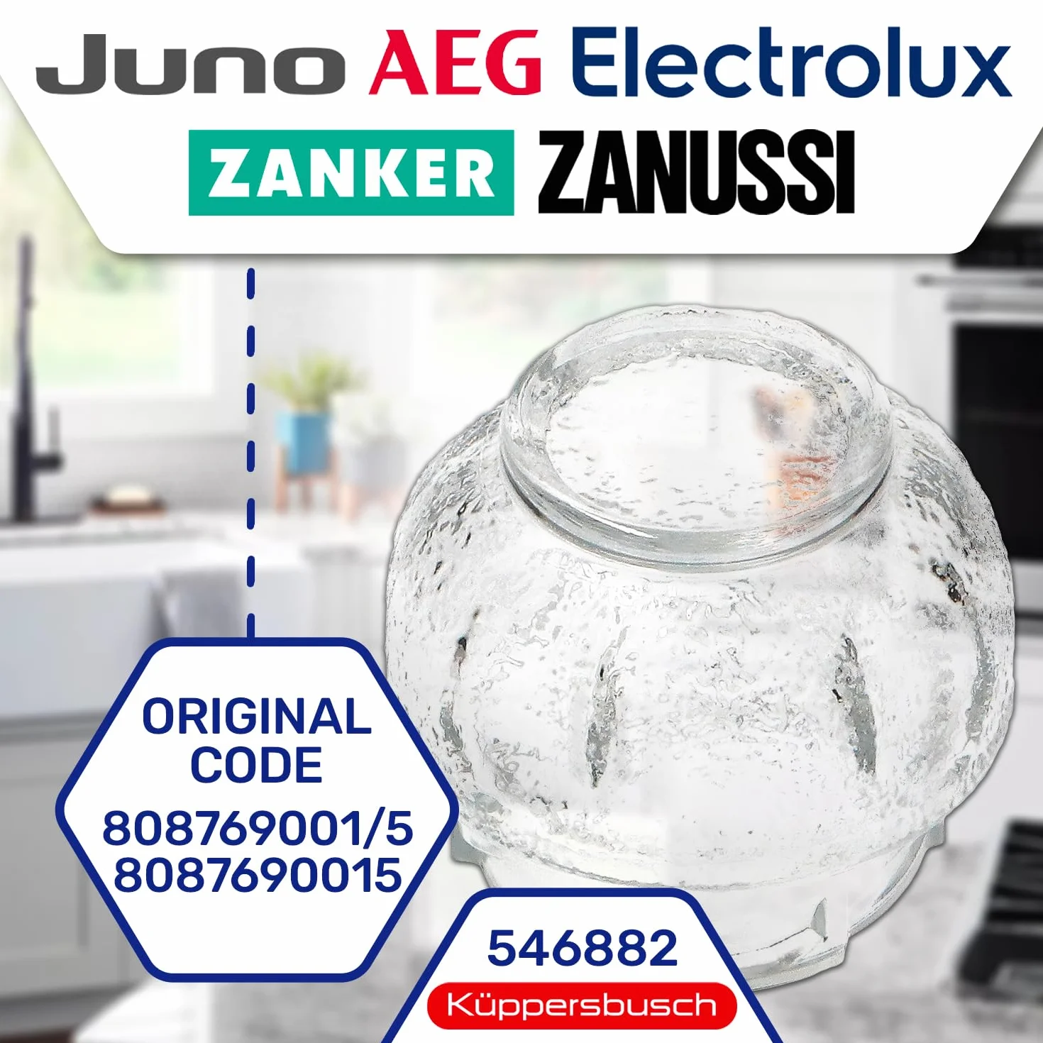 Pokrywa żarówki piekarnika w szkle z oryginalnym kodem 8087690015 dla Electrolux dla Zanussi dla AEG - MONTERAL
