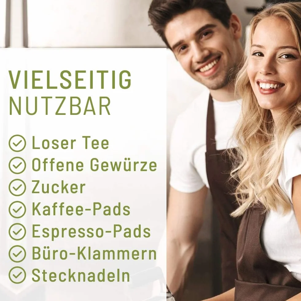 TEEVERLIEBT 6 Zestaw do przygotowywania Herbaty i Spice Silver | Praktyczne przechowywanie do herbaty i przypraw - z pokrywką | Pojemnik do herbaty przez ok. 100 g luźnej herbaty | 6 sztuk