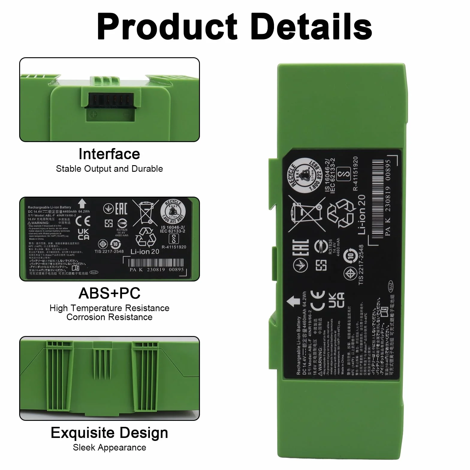 Bateria 14,4 V 4 460 mAh do iRobot Roomba serii e, i7+, i7, i8+, i8, i6, i4, i3, e5, e6, J7