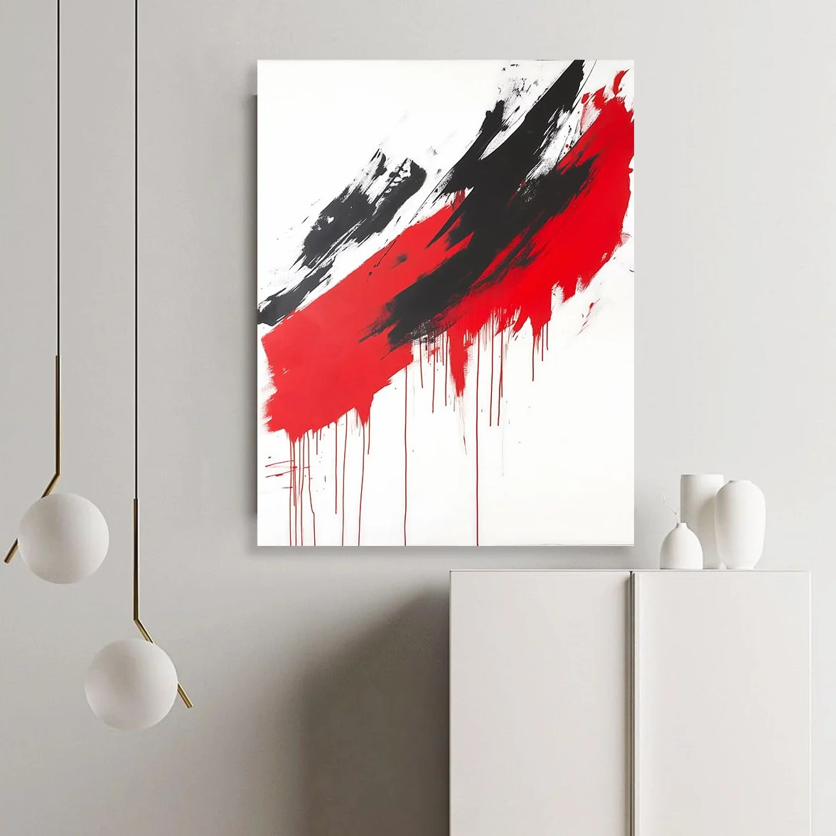 Via Vela Czerwone i czarne abstrakcyjne pędzle płótno ścienne kapiąca farba plakat nowoczesny druk ścienny do wystroju wnętrza wejścia 90x120cm