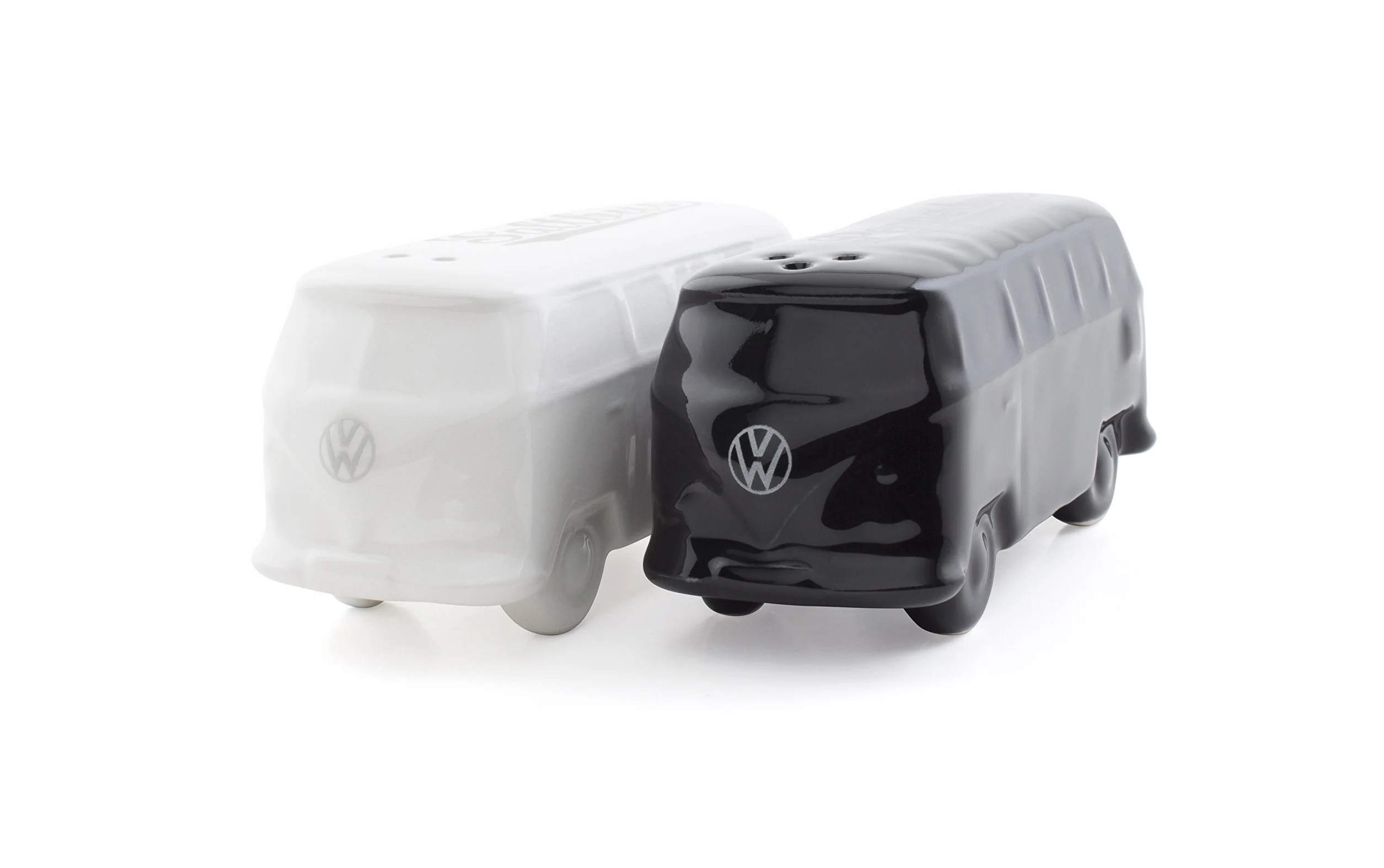 BRISA VW Collection - Volkswagen Combi Bus T1 Camper Van 3D ceramiczny zestaw solniczki i pieprzniczki, mieszacz przypraw, shaker dekoracja kuchenna/stoł/kemping, prezent (czarny/biały)