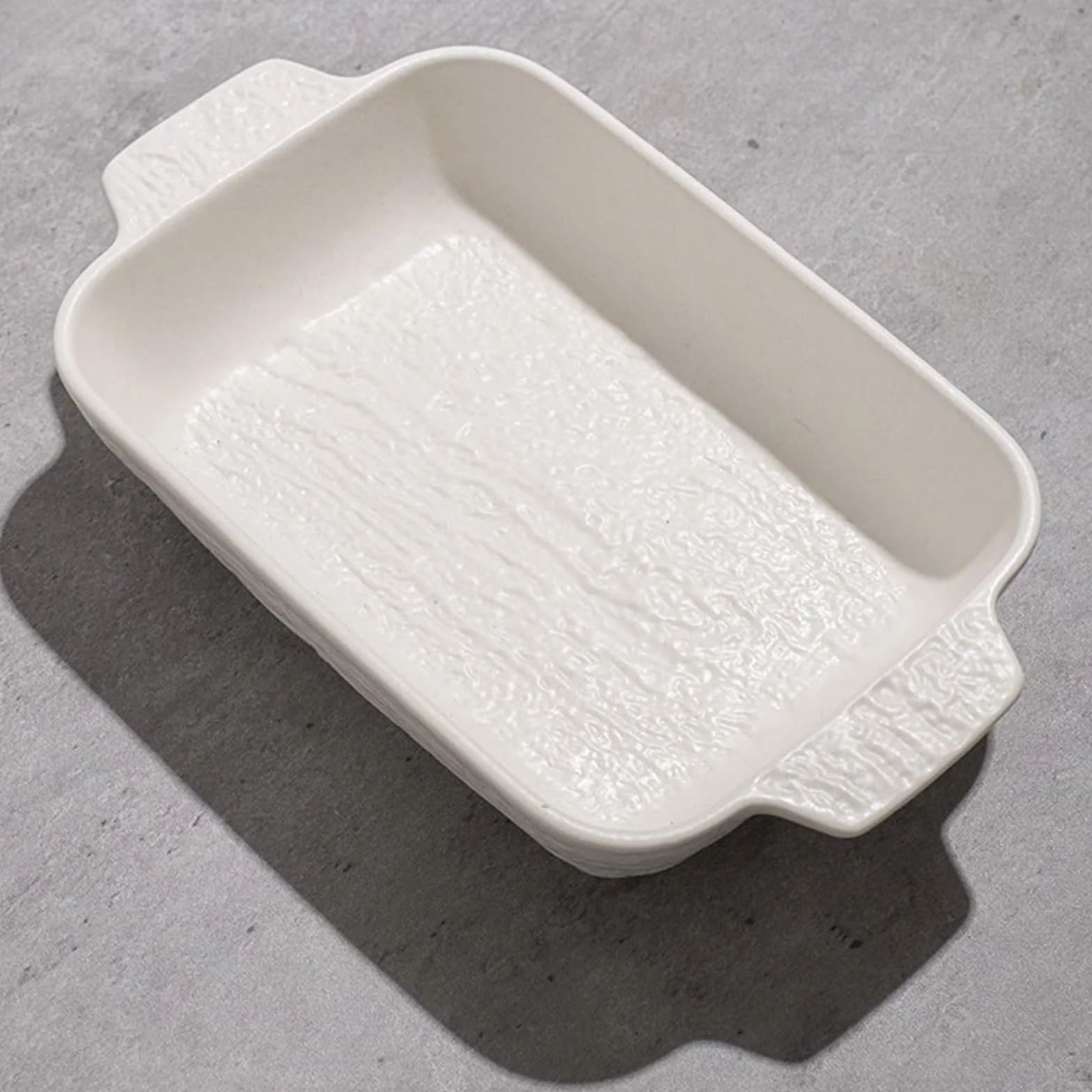 Naczynie do pieczenia Kreatywny wzór z kamieniem Podwójna płytka do uszu Płyta mikrofalowa Ceramiczny piekarnik elektryczny użytku domowego Naczynie pieczenia Miska(Biały,35cm)