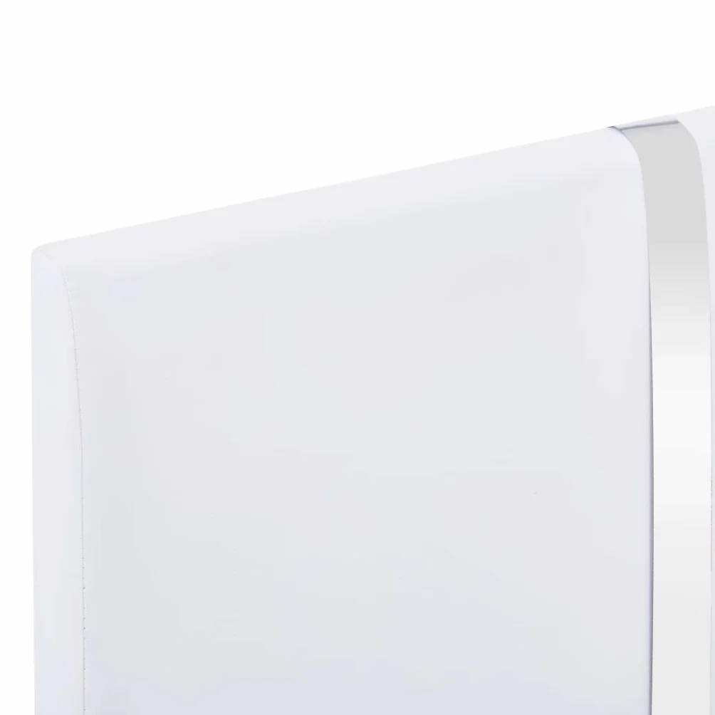 Skórzana elegancka rama łóżka klasyczna biała 90x200 cm | Rama łóżka biała sztuczna skóra 90x200 cm tapicerowane łóżko z zagłówkiem stalowe nogi