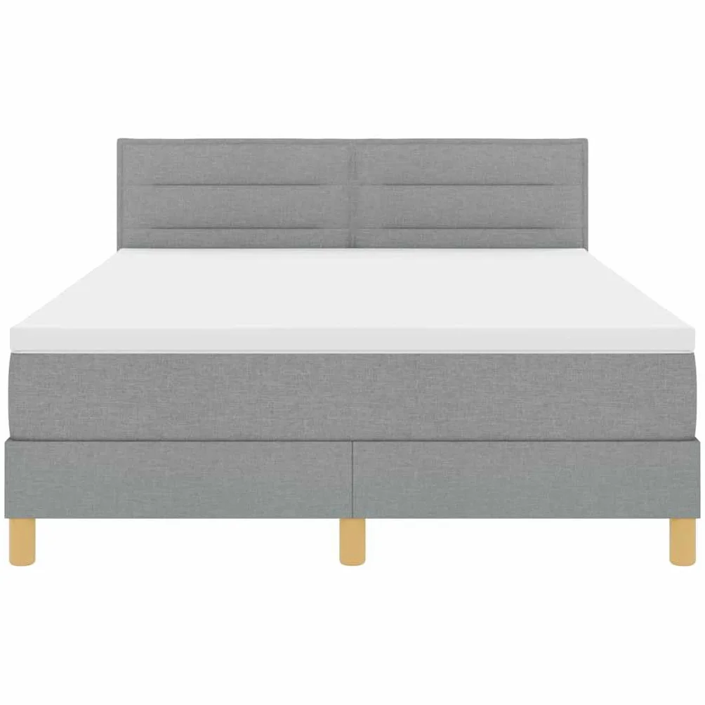 Nowoczesne łóżko z podświetleniem LED Model Standard 140x190 cm Szary | Łóżko z regulowanym zagłówkiem LED Jasnoszary 140x190 cm tkanina z materacem sprężynowym do sypialni